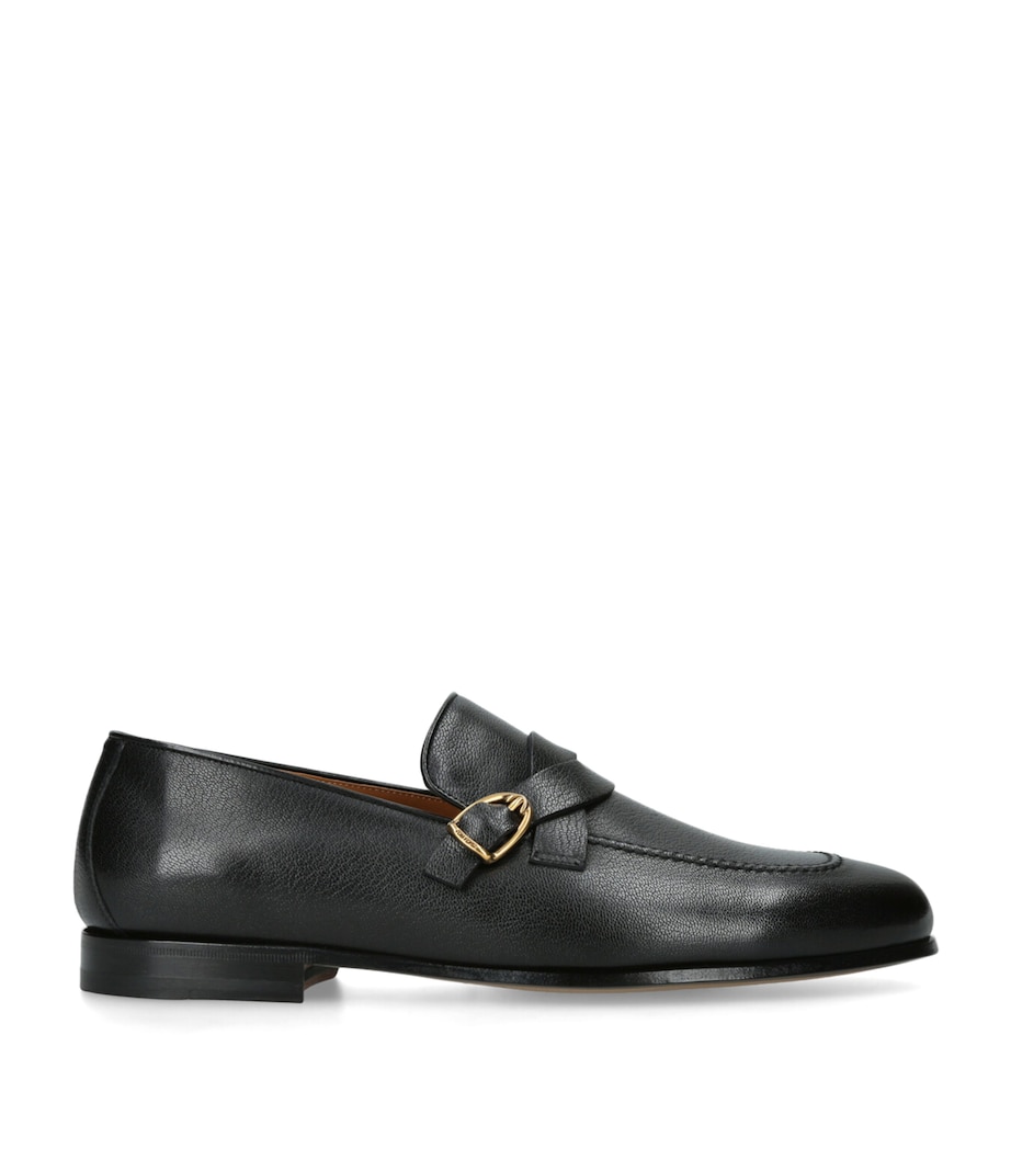 Suede Side Buckle Loafers BLACK Image 1