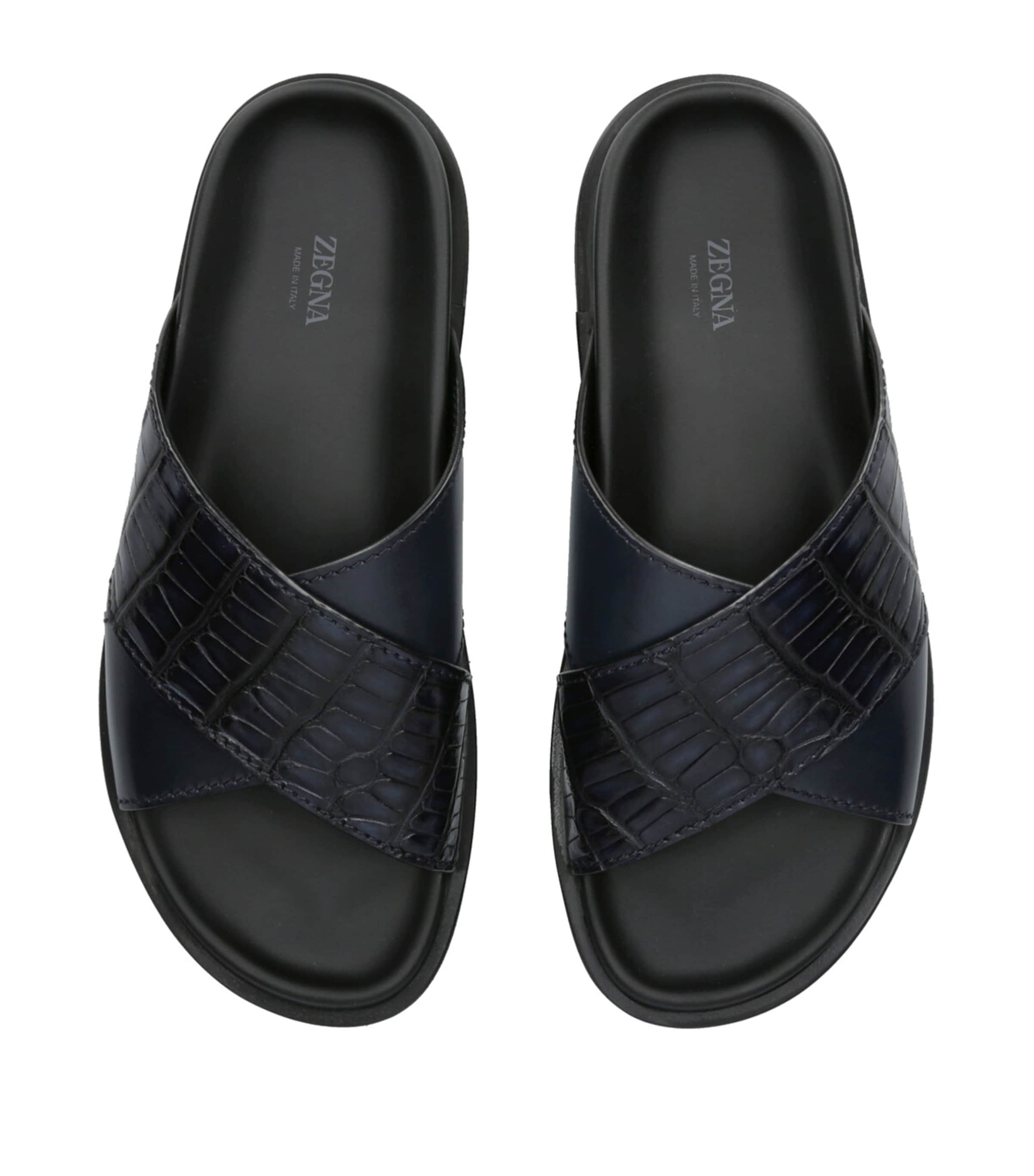 Crocodile Leather Sandals NAVY Image 4