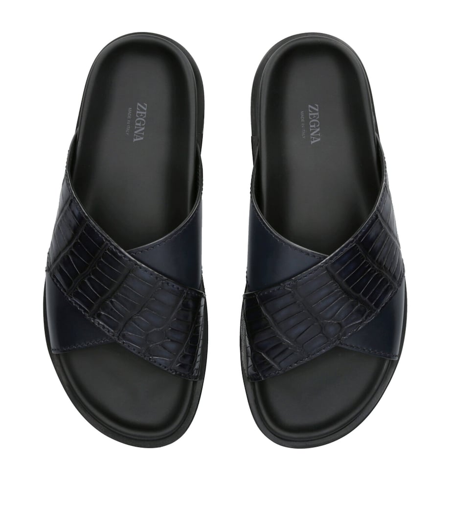 Crocodile Leather Sandals NAVY Image 4