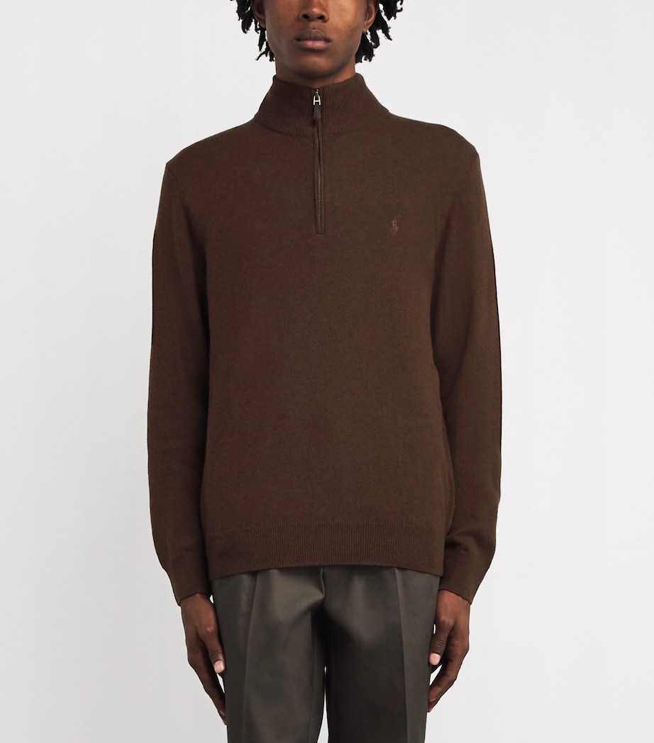 Merino Wool Lorelle Quarter-Zip Sweater BROWN Image 3