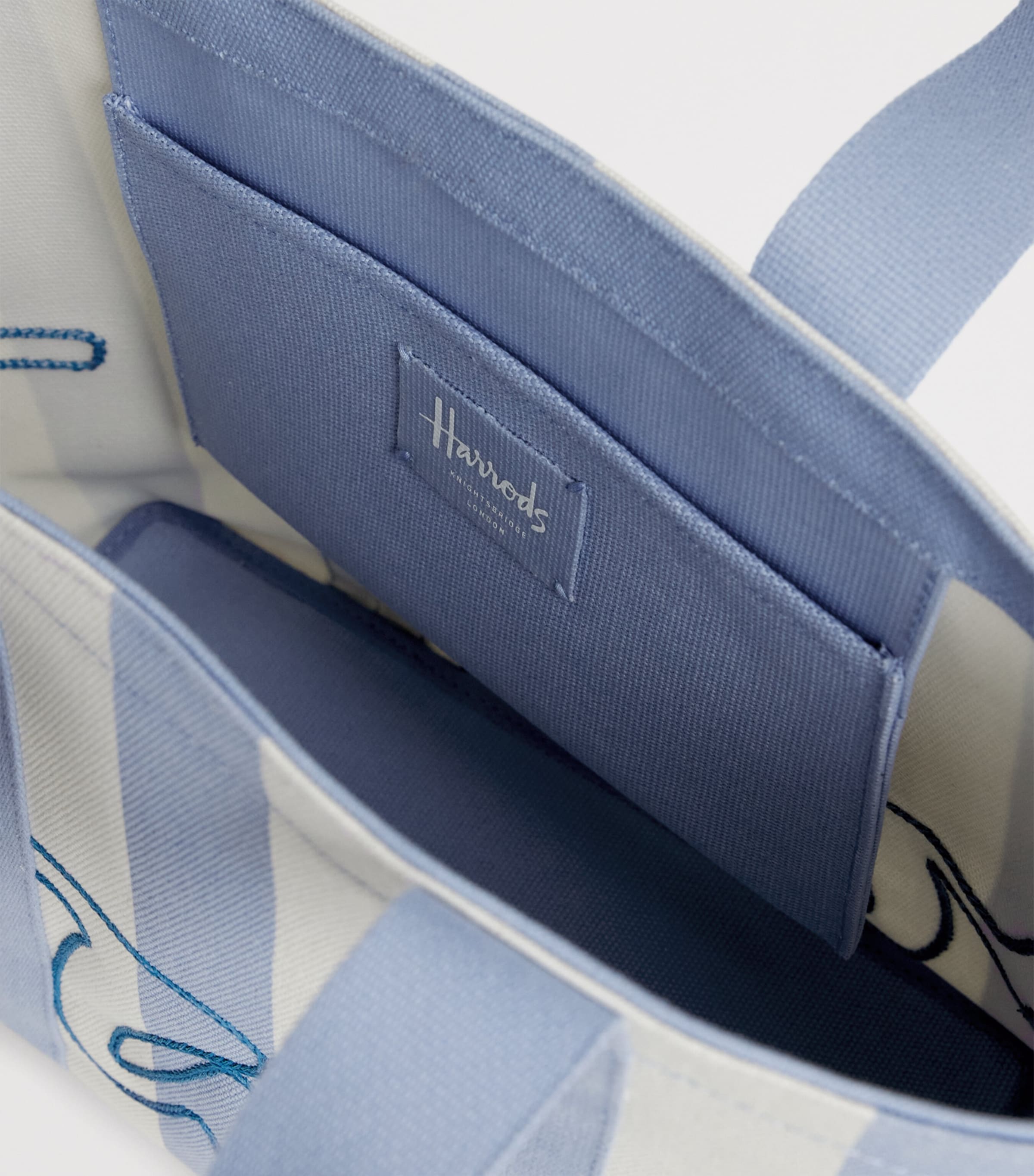 Mini Cotton Stripe Logo Tote Bag BLUE Image 4