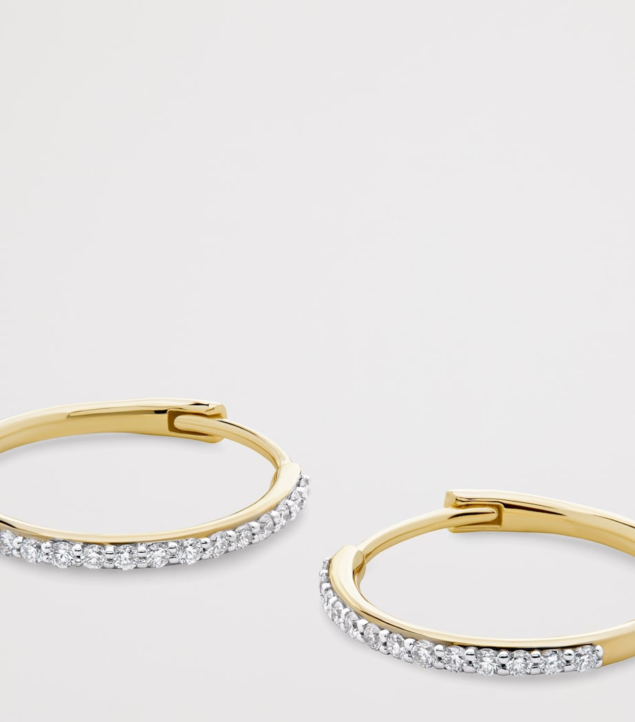 Monica Vinader Yellow Gold and Diamond Hoop Earrings Solid Gold Image 2