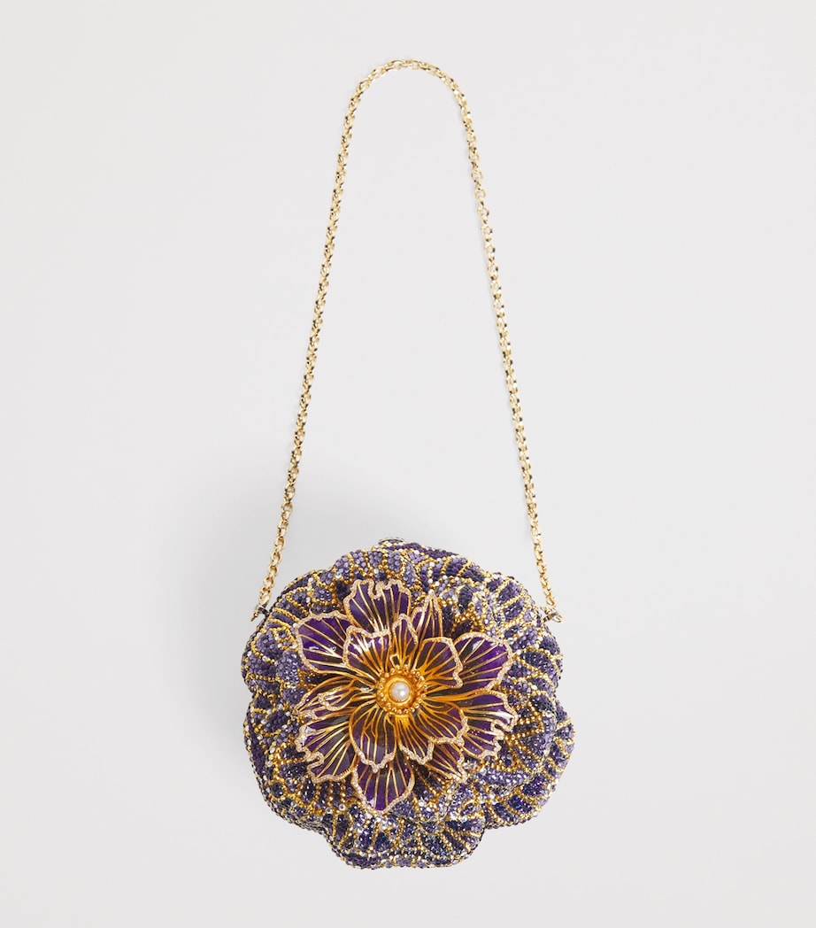 Judith Leiber Embellished Magnolia Clutch Bag Silver Purple Multi Image 6