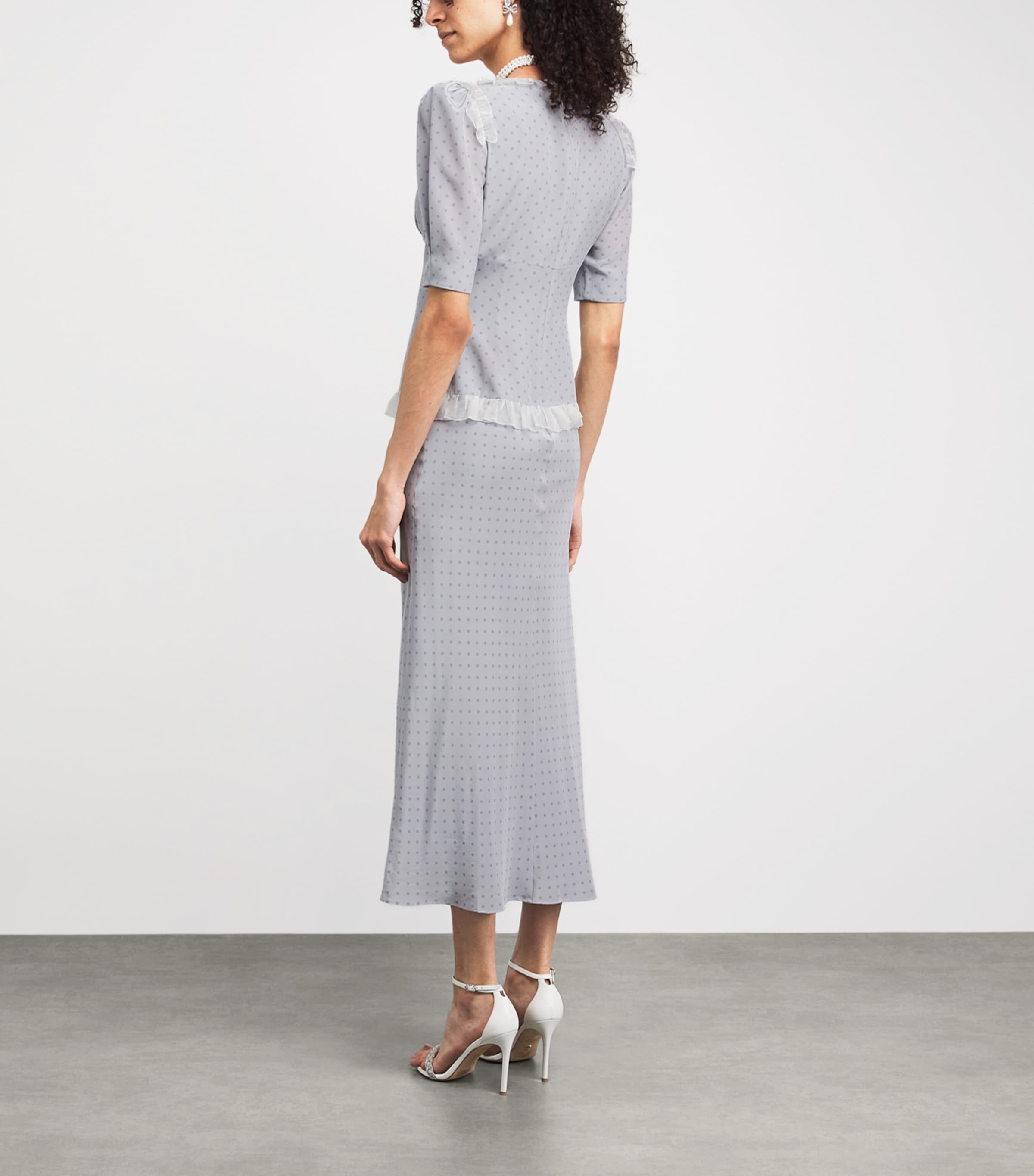 Alessandra Rich Womens Silk Polka-Dot Maxi Dress Grey Grey Image 4