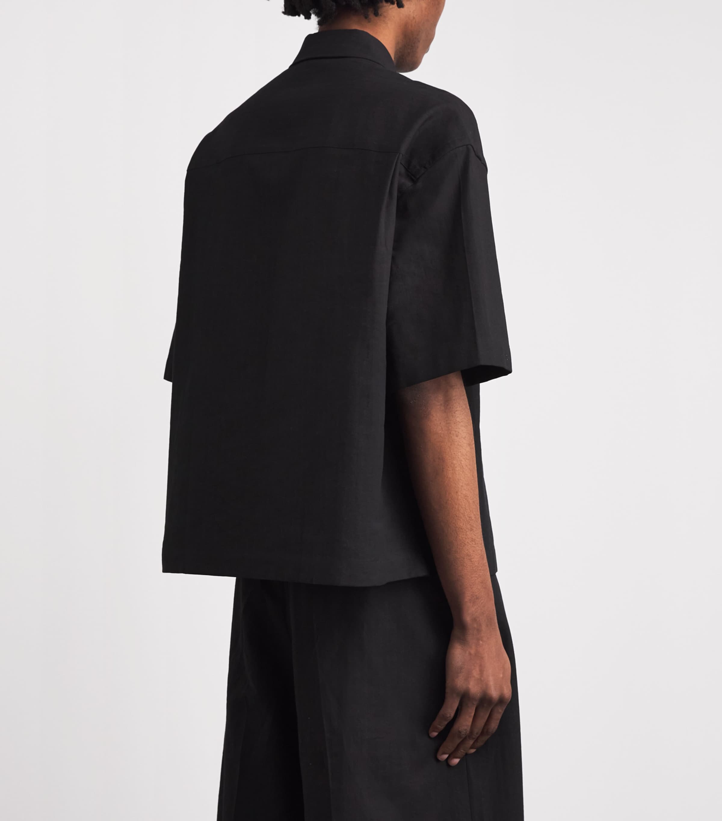 Studio Nicholson Mens Matelassé Boxy Sanko Shirt Black Image 5