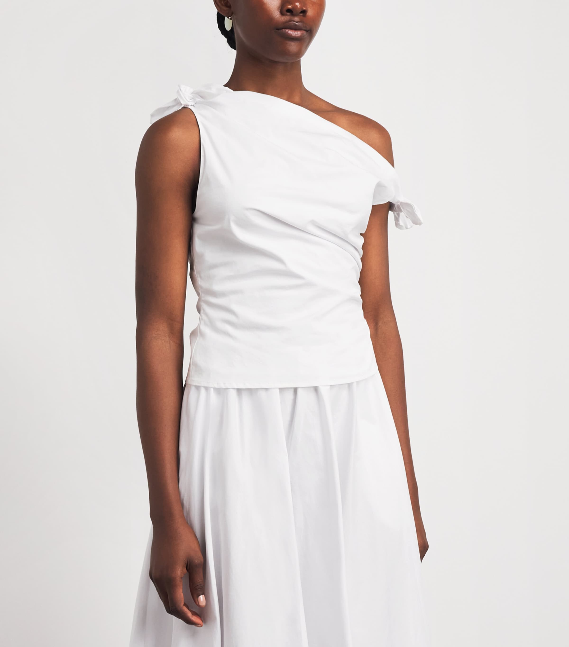 STAUD Womens Bellaria Asymmetric Top Wht White Image 4