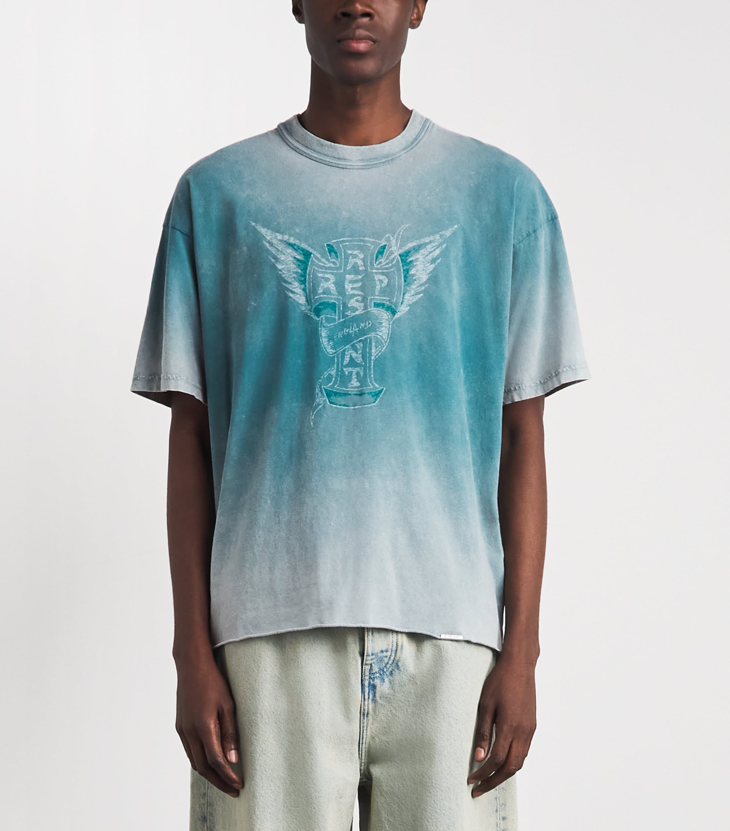 Represent Mens Cotton Westside T-Shirt Smoked Teal Image 4