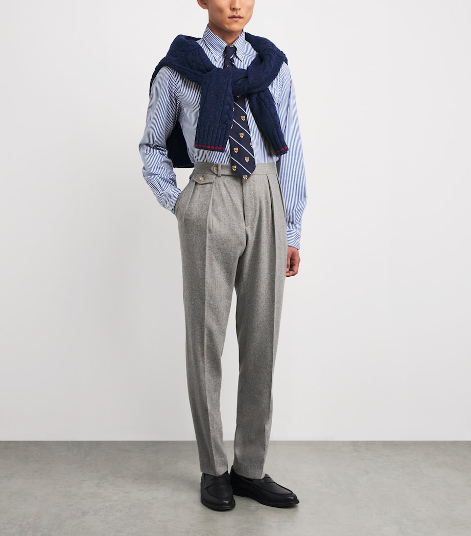 Cotton Poplin Stripe Crest Shirt BLUE Image 2