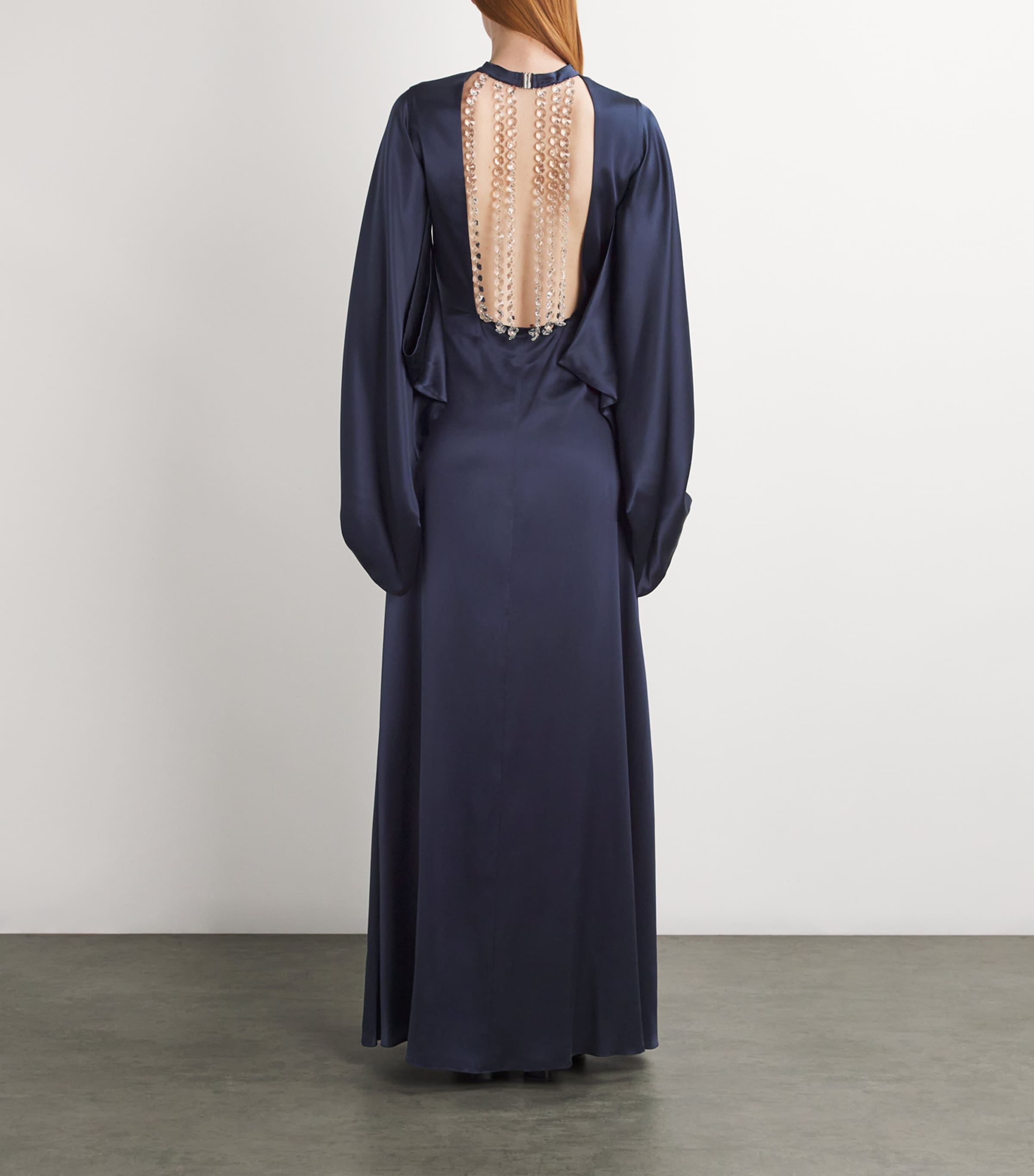 E.STOTT Womens Silk-Crystal Cleo Gown Navy Image 3