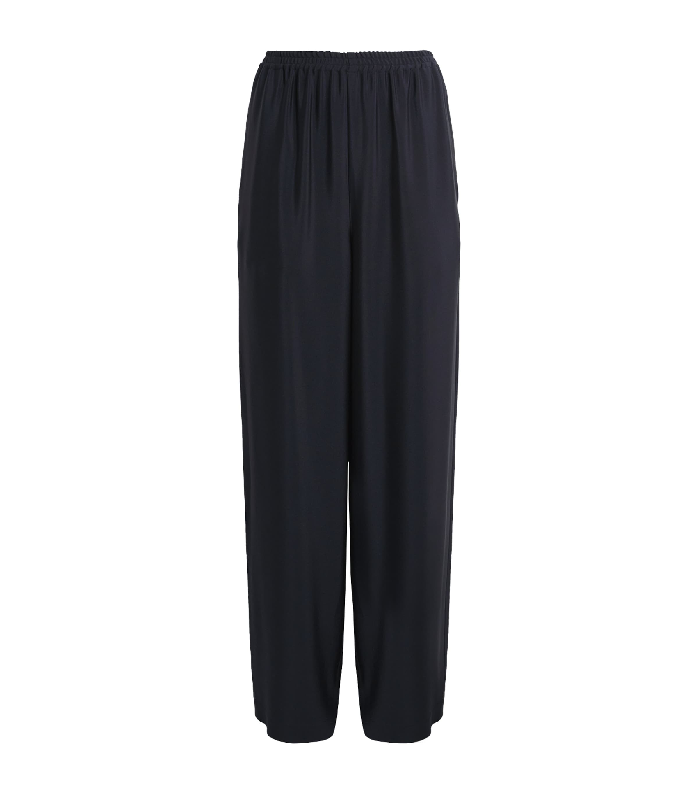 Eskandar Womens Silk Flared Trousers Midnight Image 1