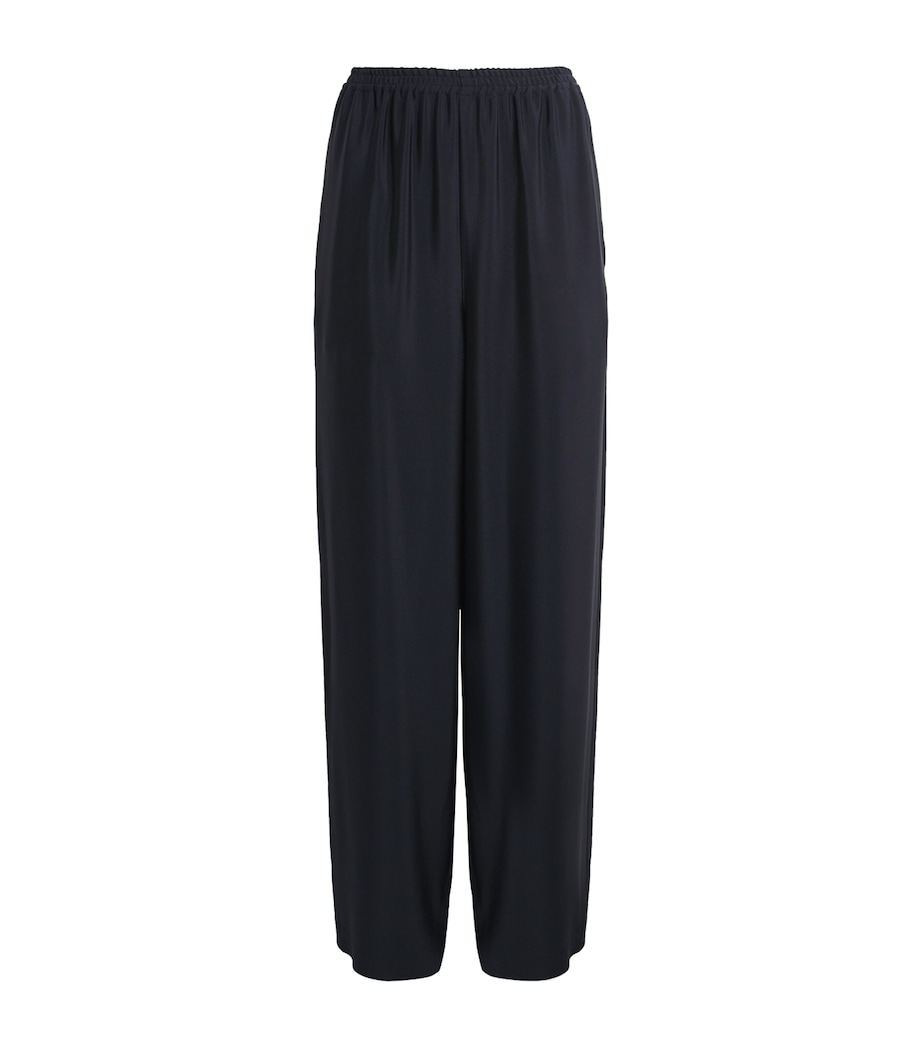 Eskandar Womens Silk Flared Trousers Midnight Image 1
