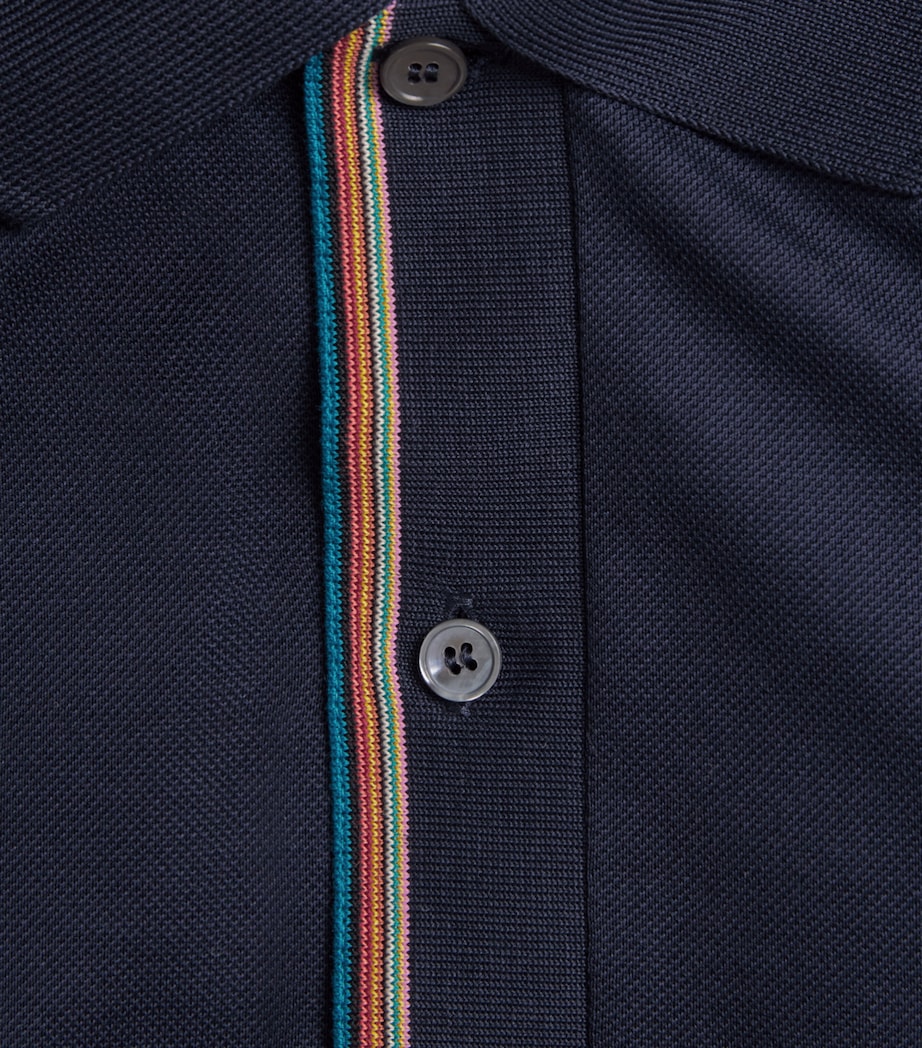 Paul Smith Mens Cotton Artist Stripe Polo Shirt Dark Navy Image 6