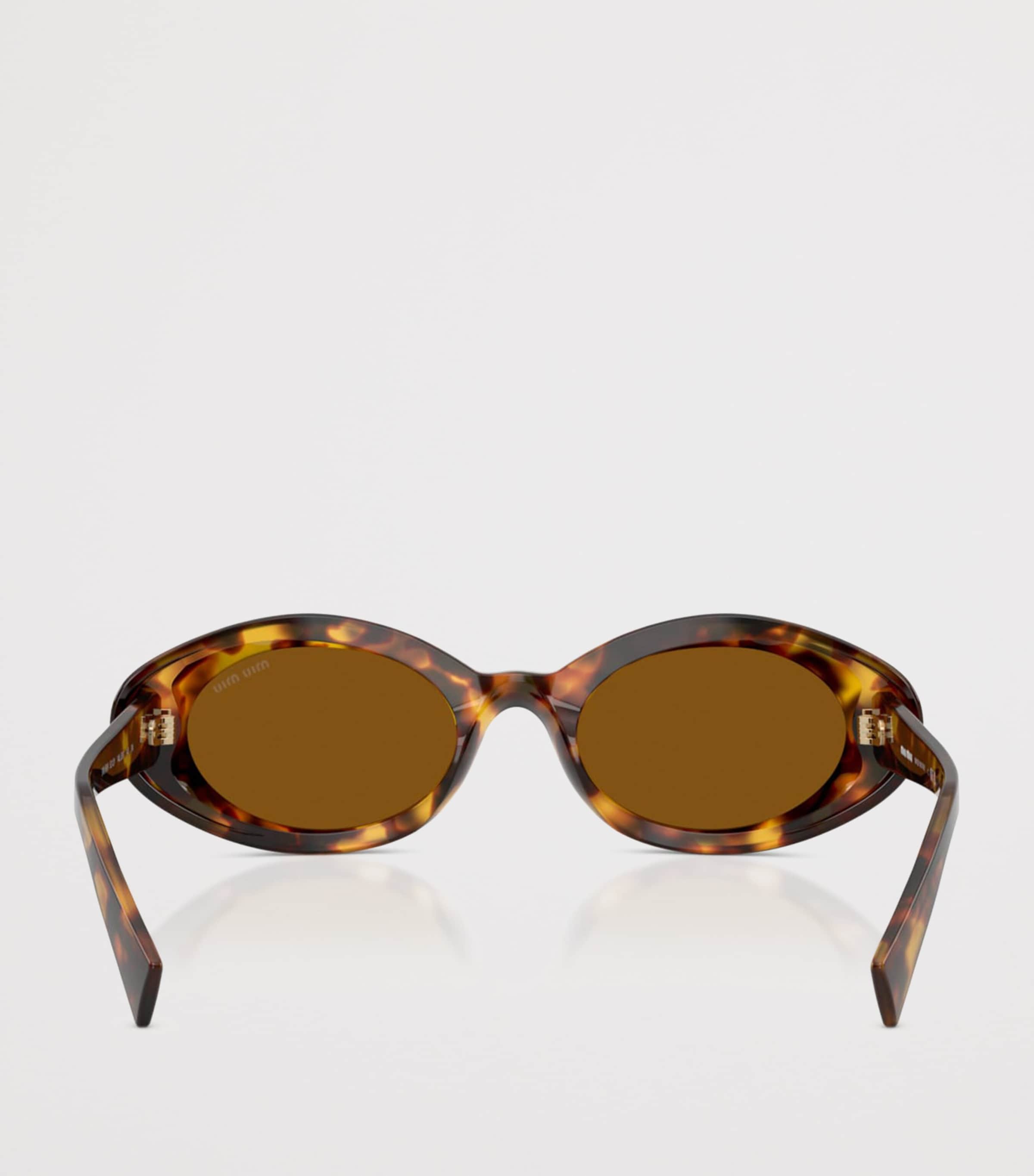 Miu Miu Oval Wrap-Around Sunglasses Brown Image 4