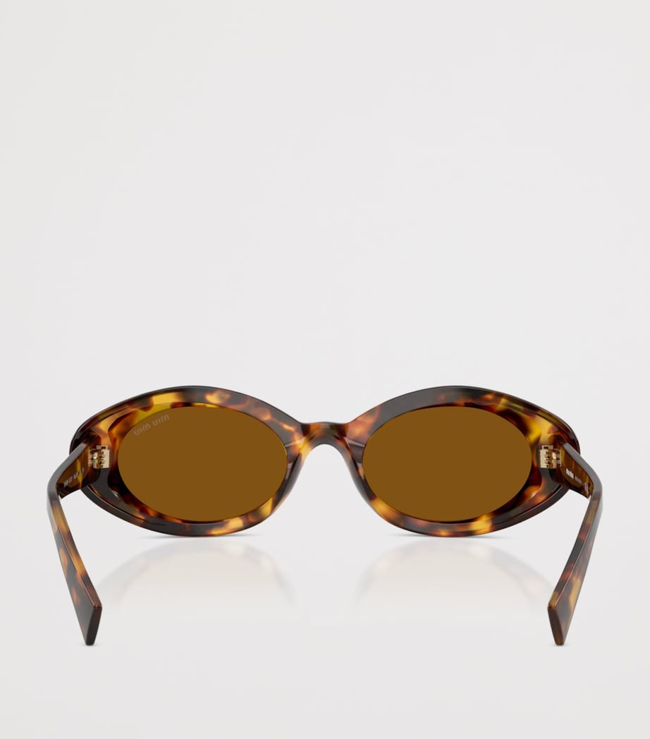 Miu Miu Oval Wrap-Around Sunglasses Brown Image 4