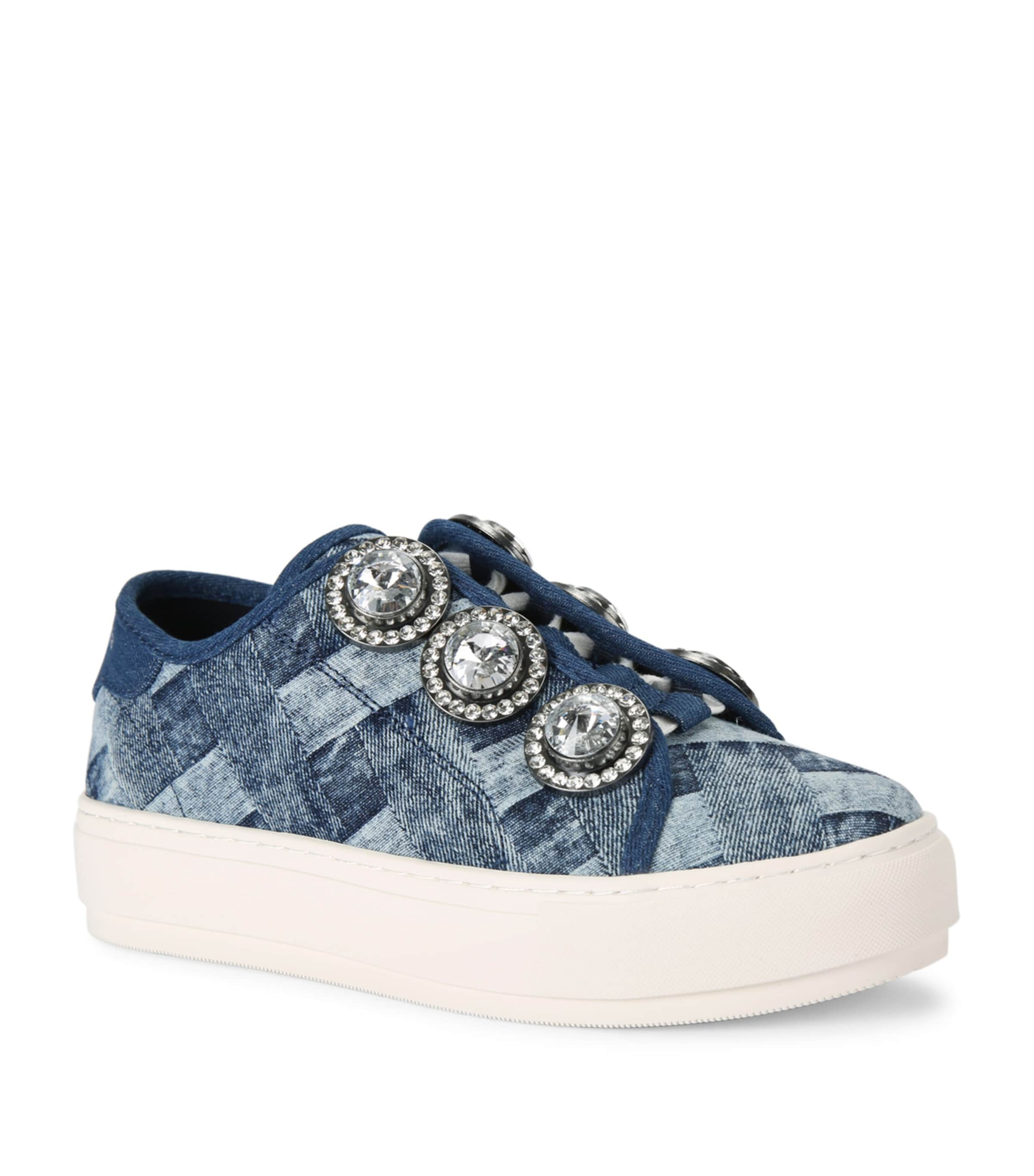 Shop Kurt Geiger Denim Laney Octavia Sneakers In Blue