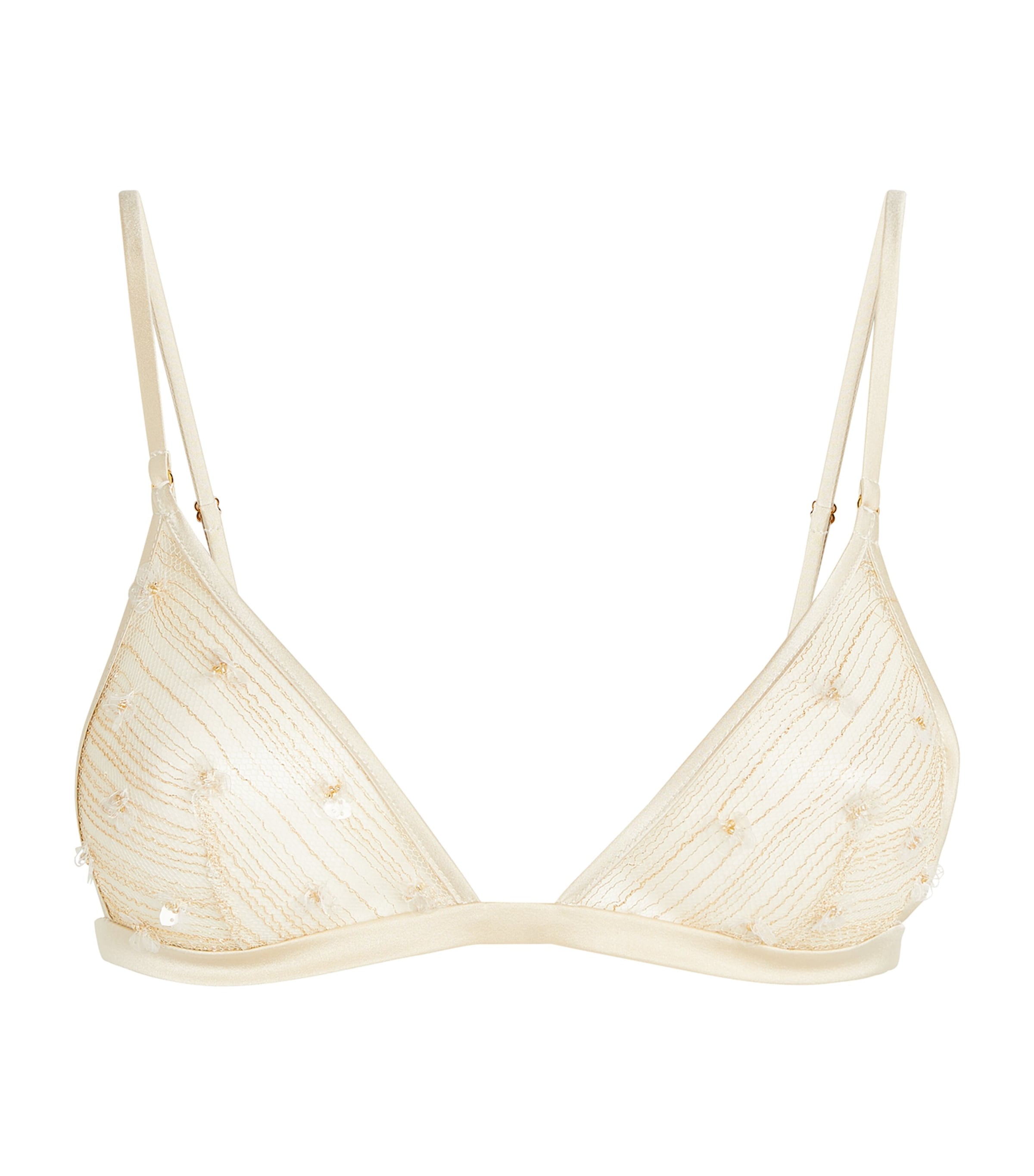 Kiki De Montparnasse Silk Forget Me Not Wireless Bra In Gold