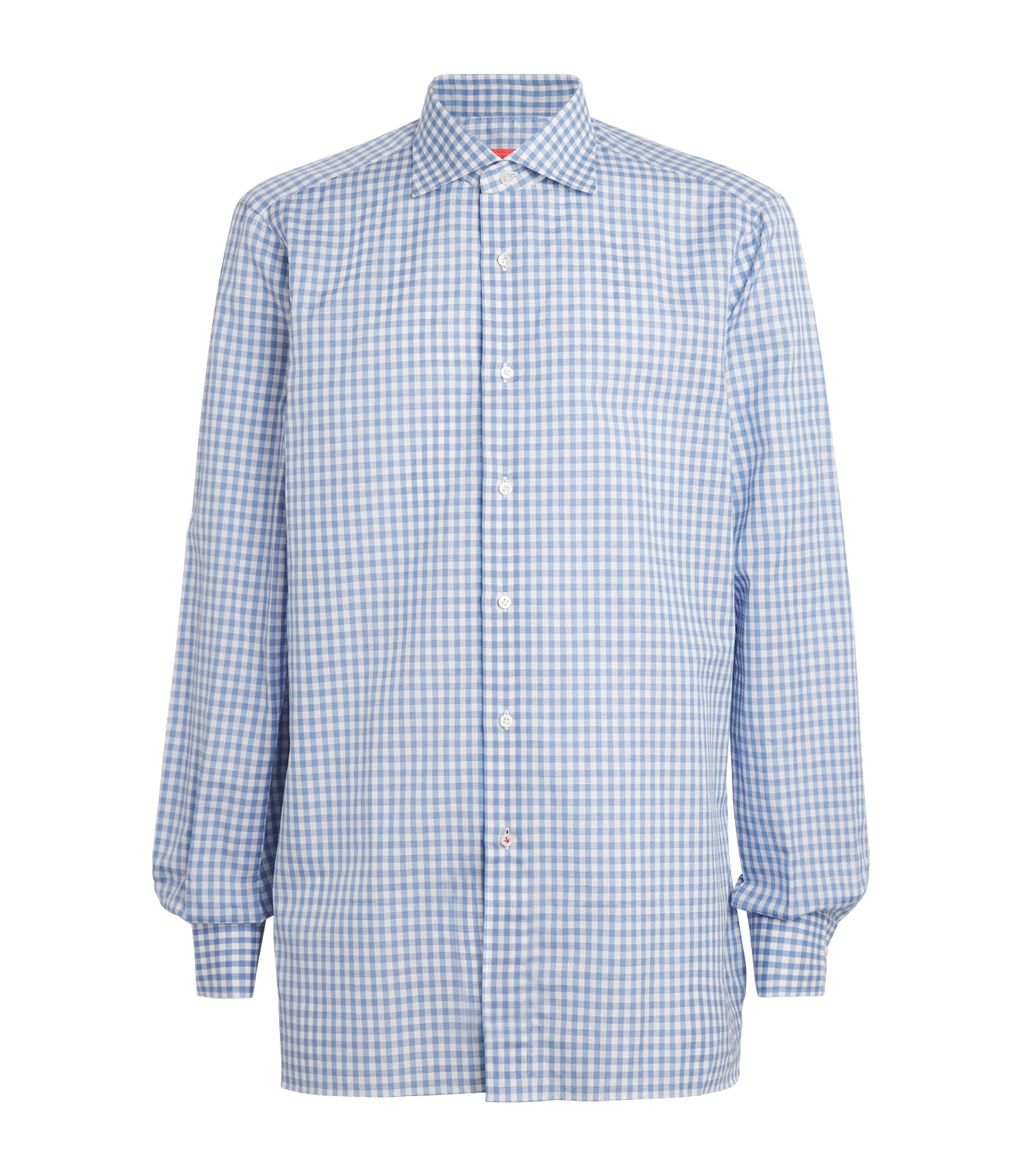Isaia Mens Cotton-Linen Check Shirt Image 1