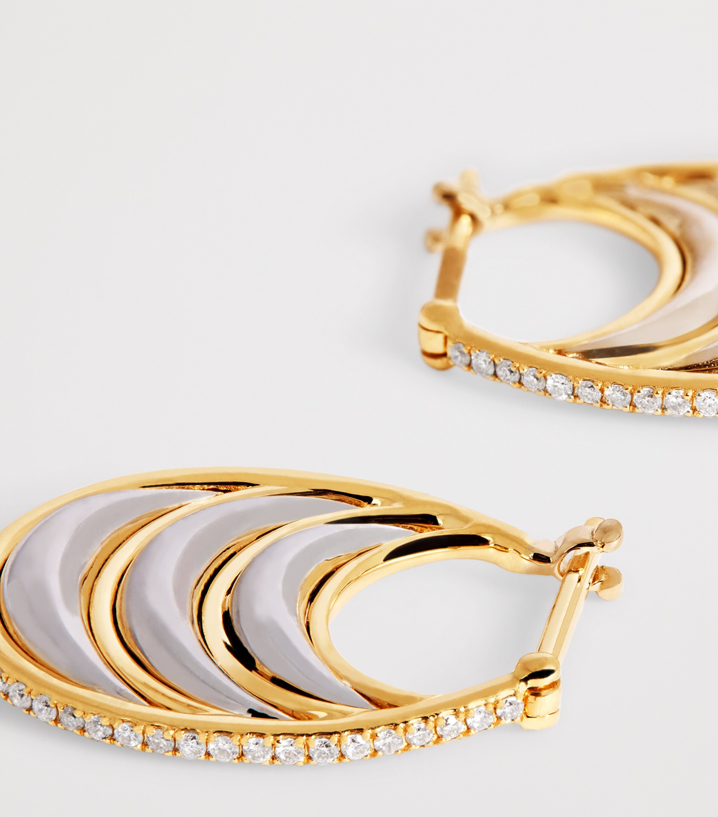 Yellow Gold and Diamond Triple Bloop Moon N*93 Hoop Earrings YELLOW GOLD Image 5