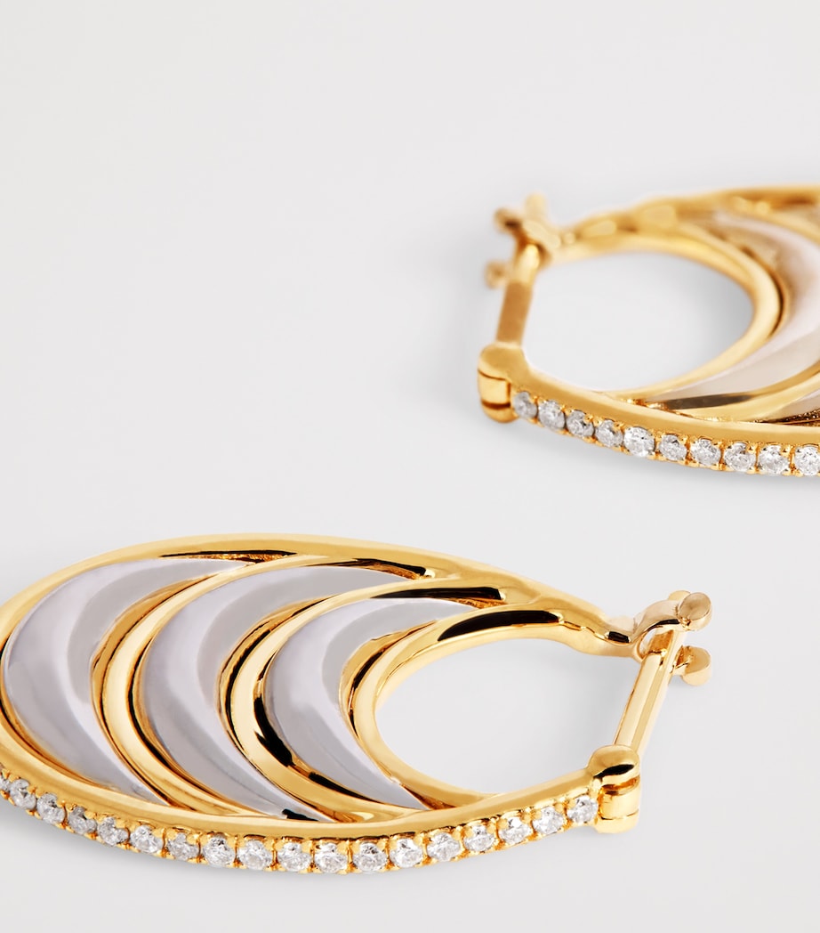 Yellow Gold and Diamond Triple Bloop Moon N*93 Hoop Earrings YELLOW GOLD Image 5