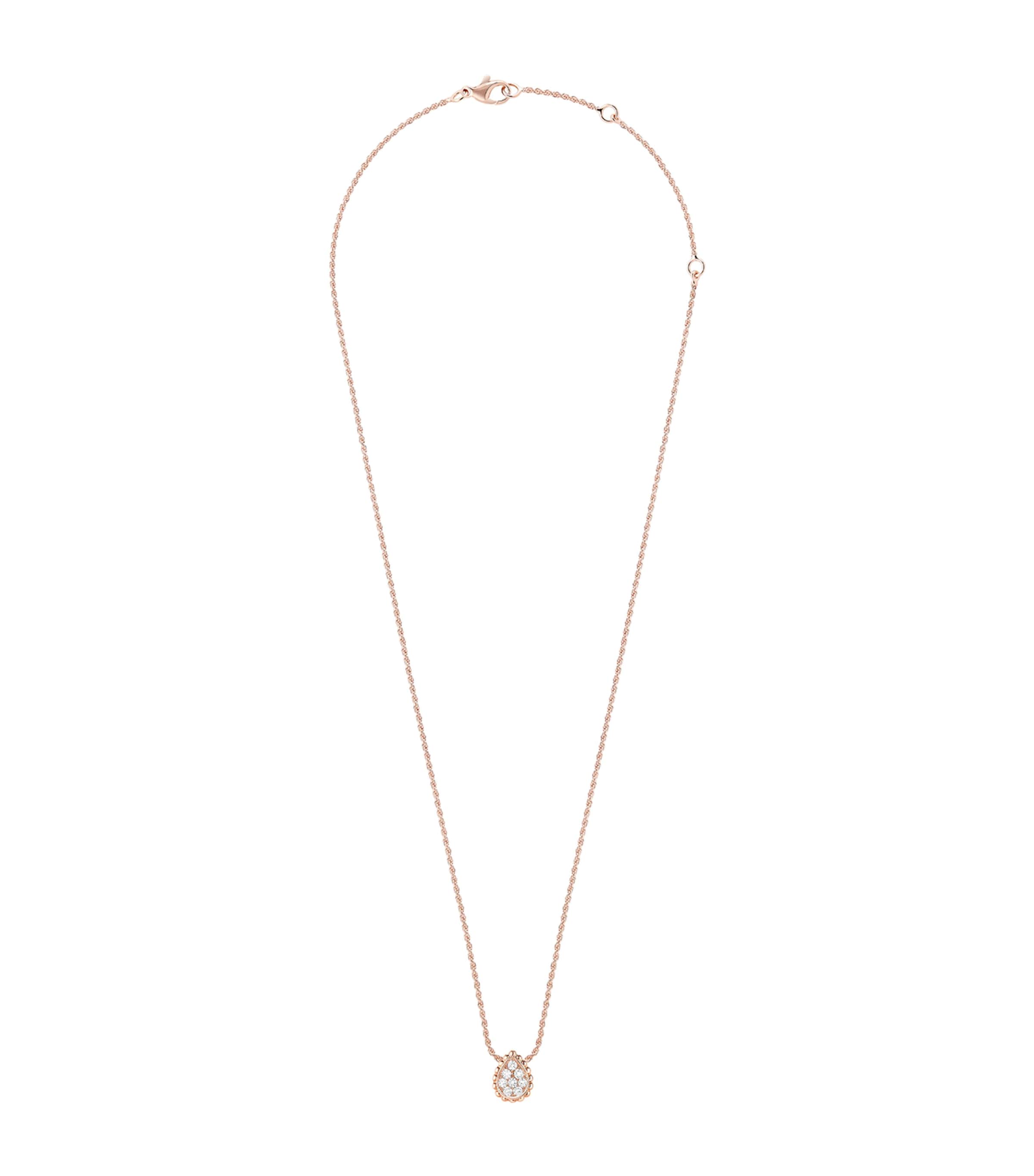 Boucheron Extra Small Rose Gold And Diamond Serpent Bohème Necklace In Pink