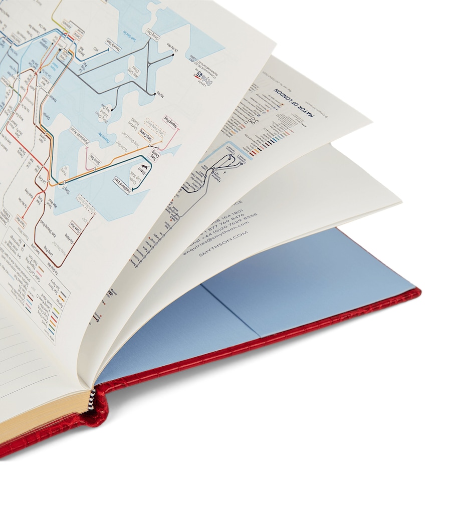 Croc-Embossed Leather Kings Desk Diary RED Image 7