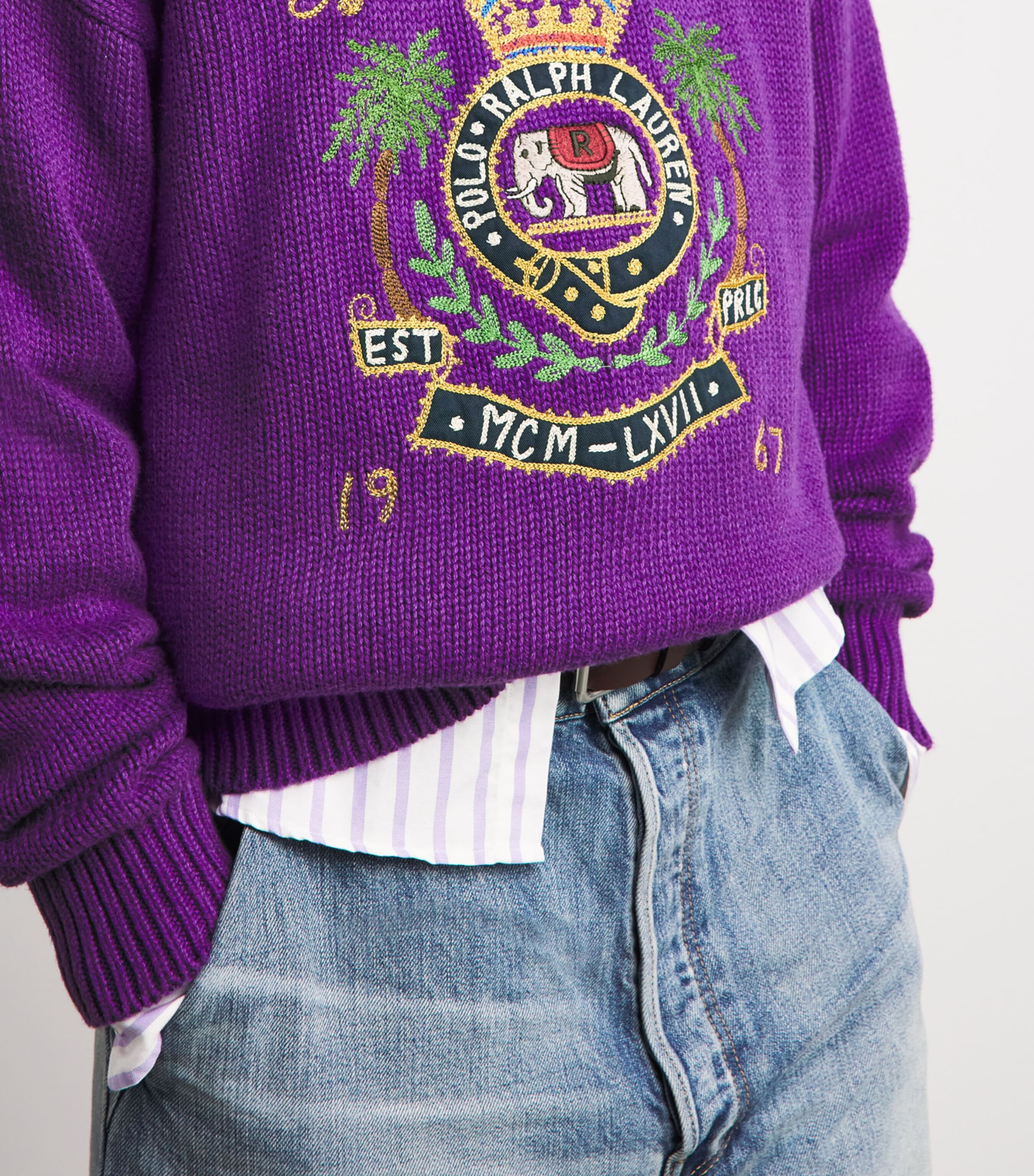 Polo Ralph Lauren Purple Cotton Embroidered Sweater | Harrods US