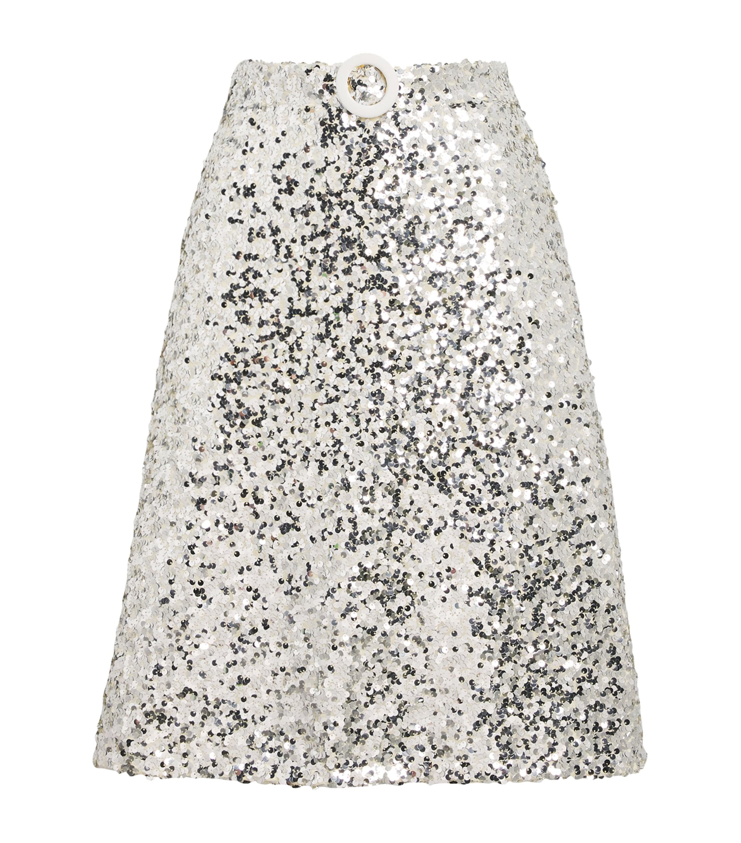 Edeline Lee Sequin Crusader Midi Skirt In Silver