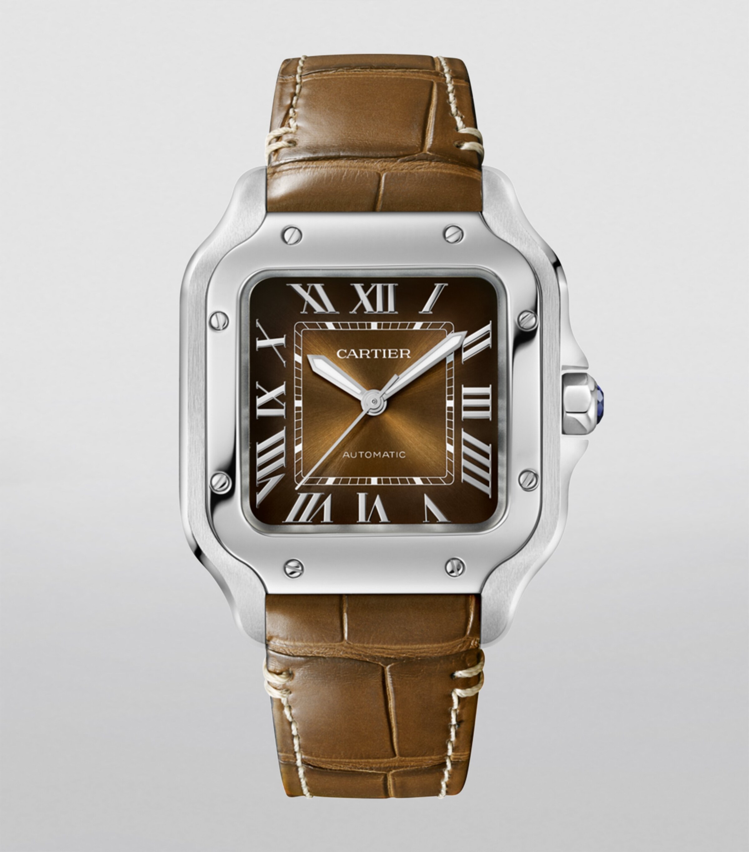 Cartier Medium Steel Santos de Cartier Watch Harrods UK