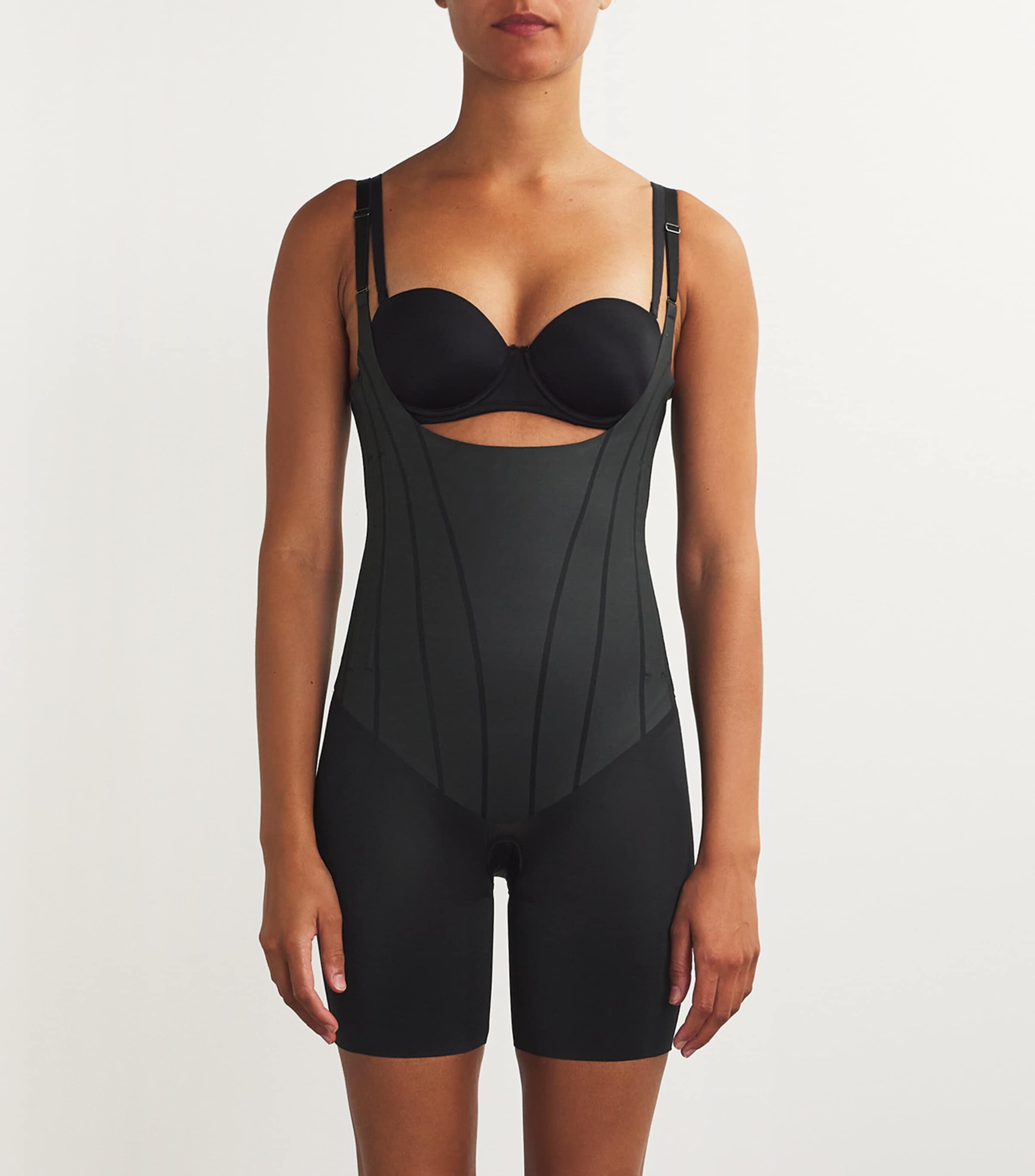 SPANXsupersculpt TotalContour Open-Bust Mid-Thigh Bodysuit VERY BLACK Image 2