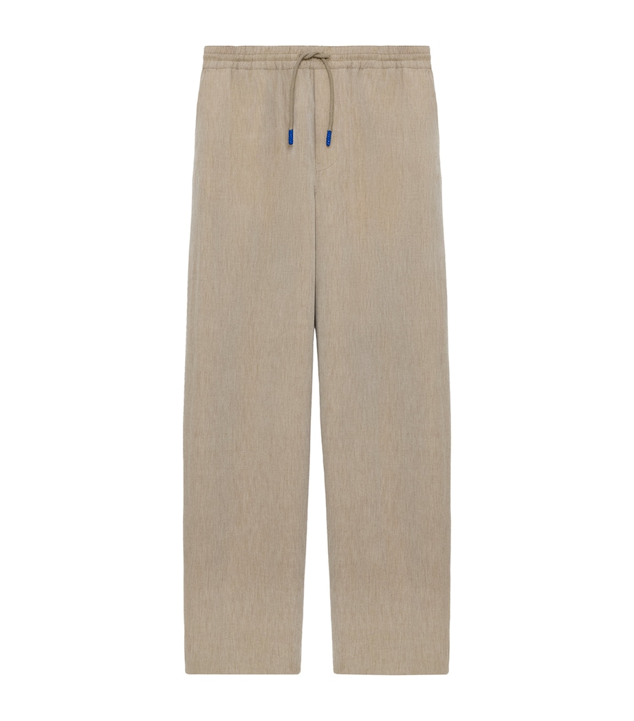 LOEWE Mens Wool-Cotton Drawstring Trousers Beige Image 1