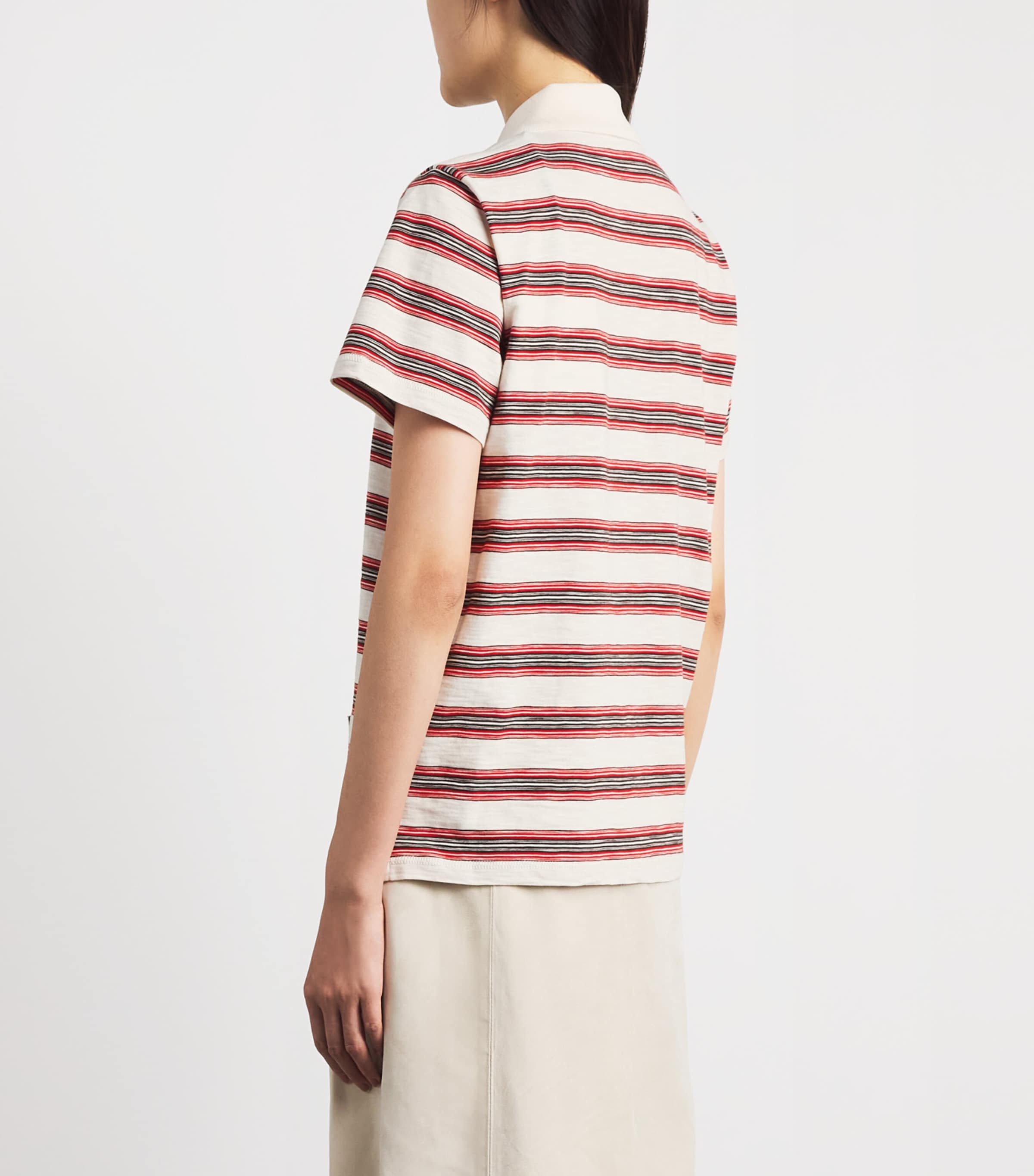 Moncler Womens Cotton Stripe Polo Shirt Image 5