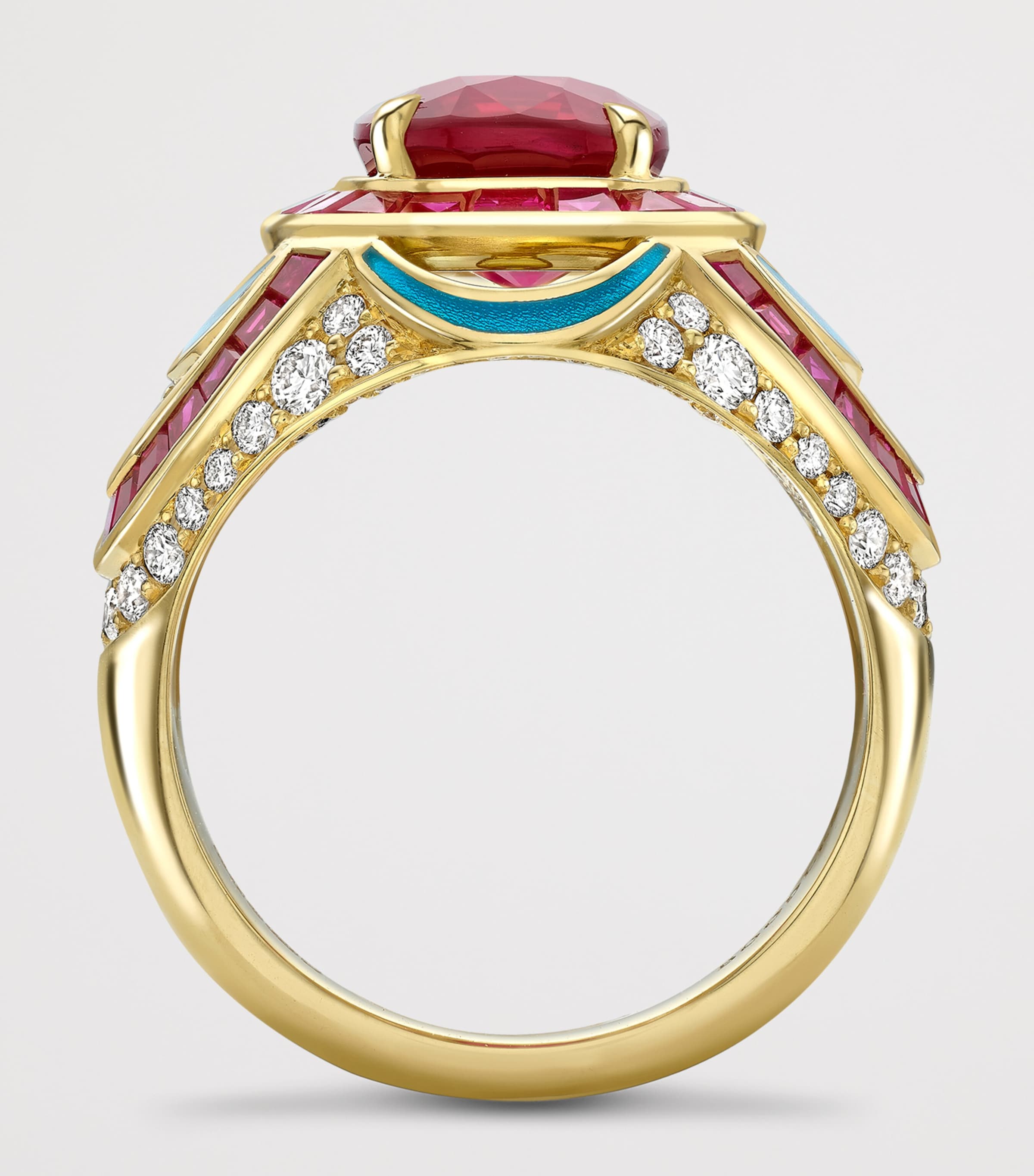 Boodles Yellow Gold, Diamond and Ruby Presence Chamber Palace Ring Red Image 4