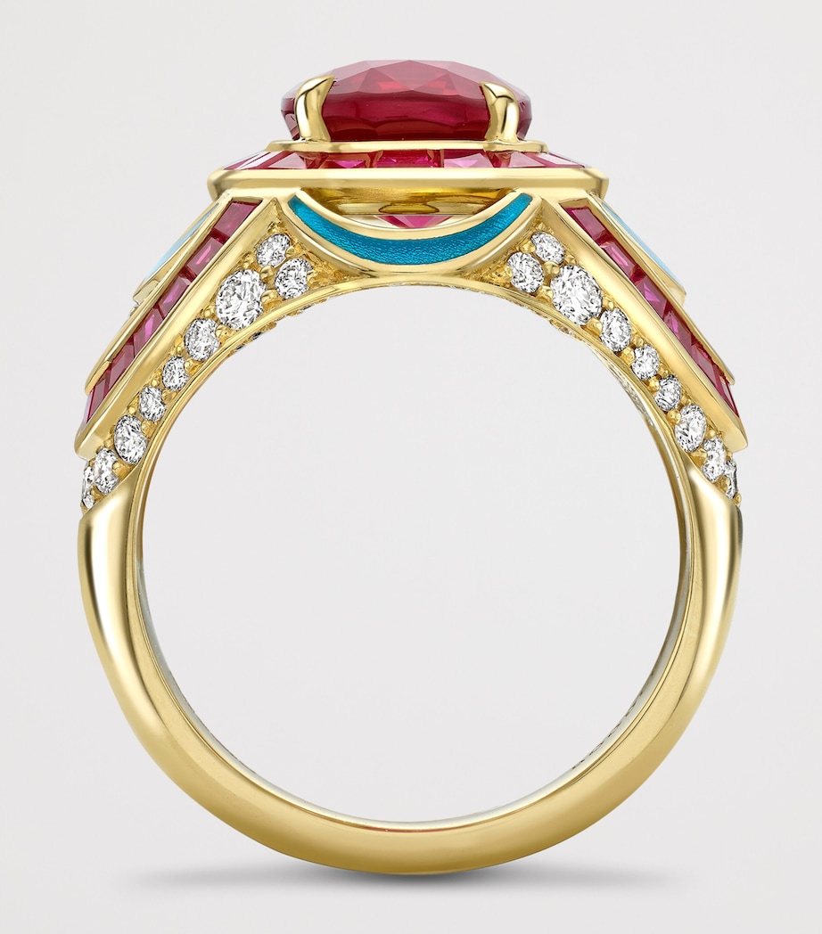Boodles Yellow Gold, Diamond and Ruby Presence Chamber Palace Ring Red Image 4