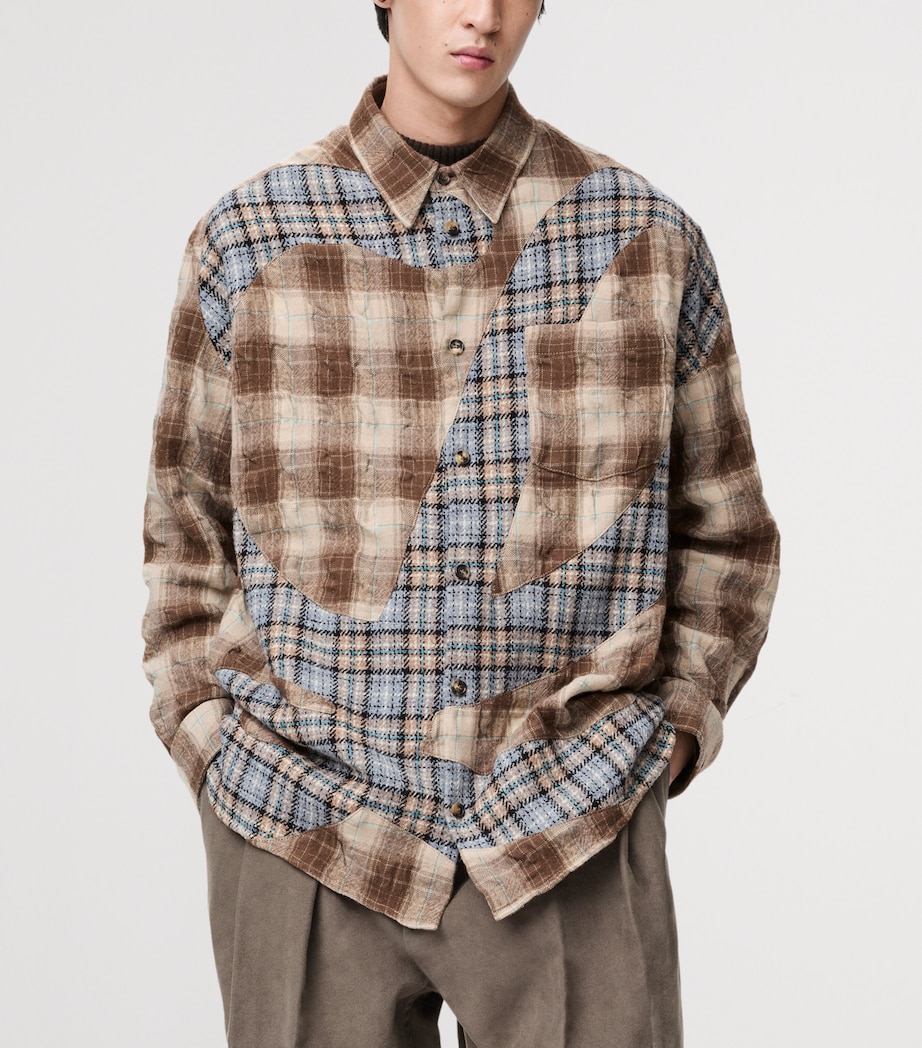 Wool-Blend Long-Sleeve Check Shirt BROWN/GREY Image 3