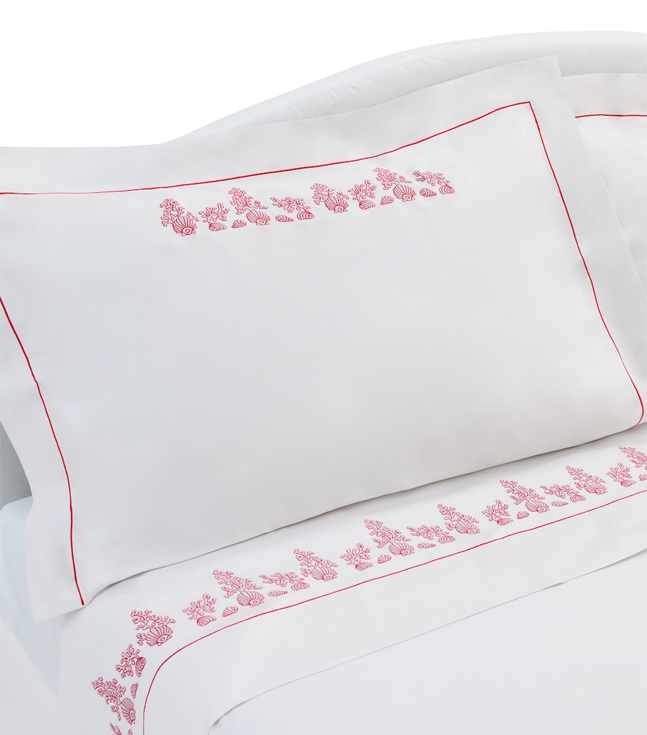 Loretta Caponi Cotton Coral and Shells Flat Sheet (270cm x 300cm) Light Grey Image 4
