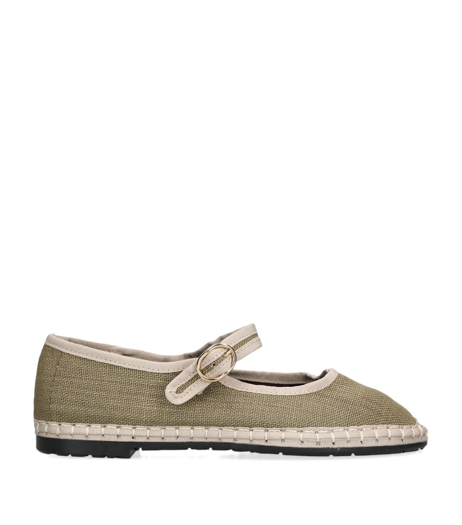 Flabelus Linen Ishmael Mary Janes Khaki Image 1