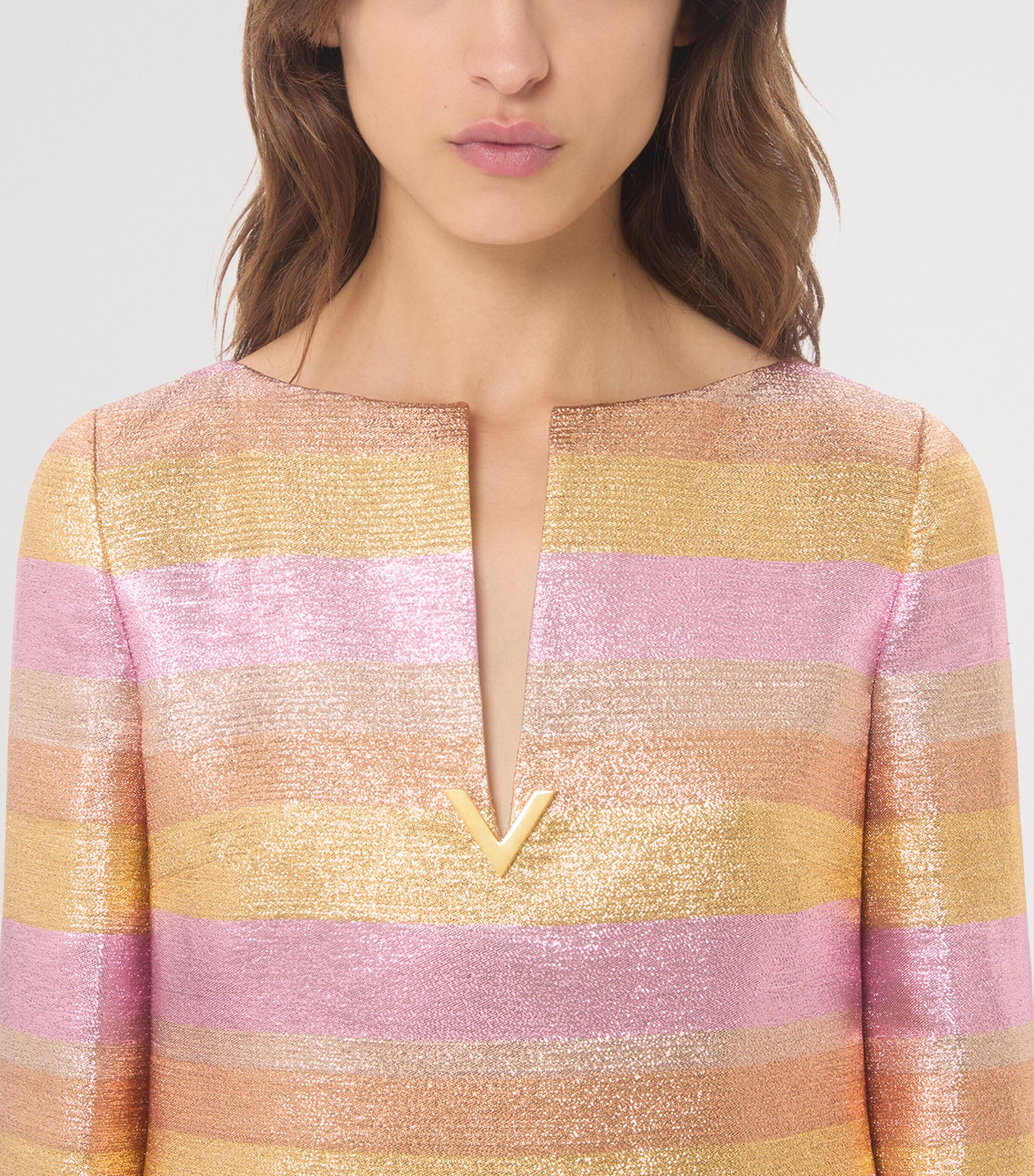 Valentino Womens Metallic Stripe Mini Dress Image 6
