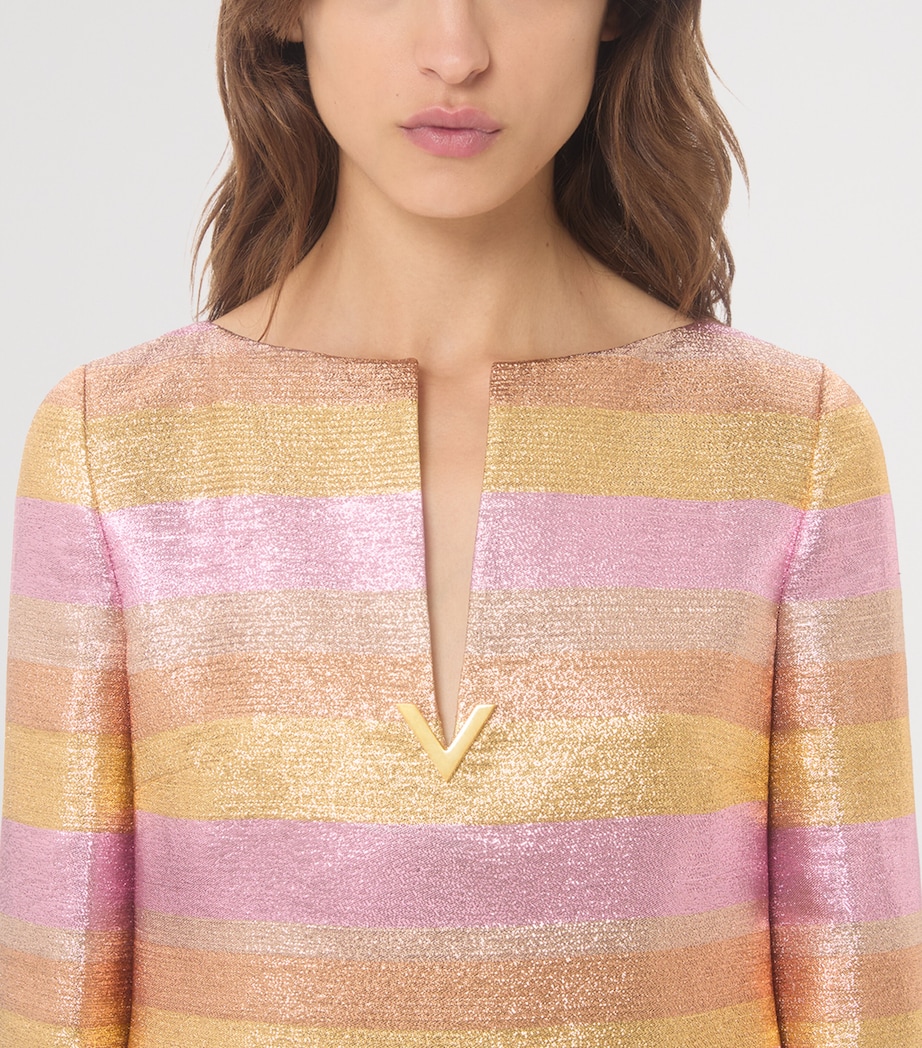 Valentino Womens Metallic Stripe Mini Dress Image 6