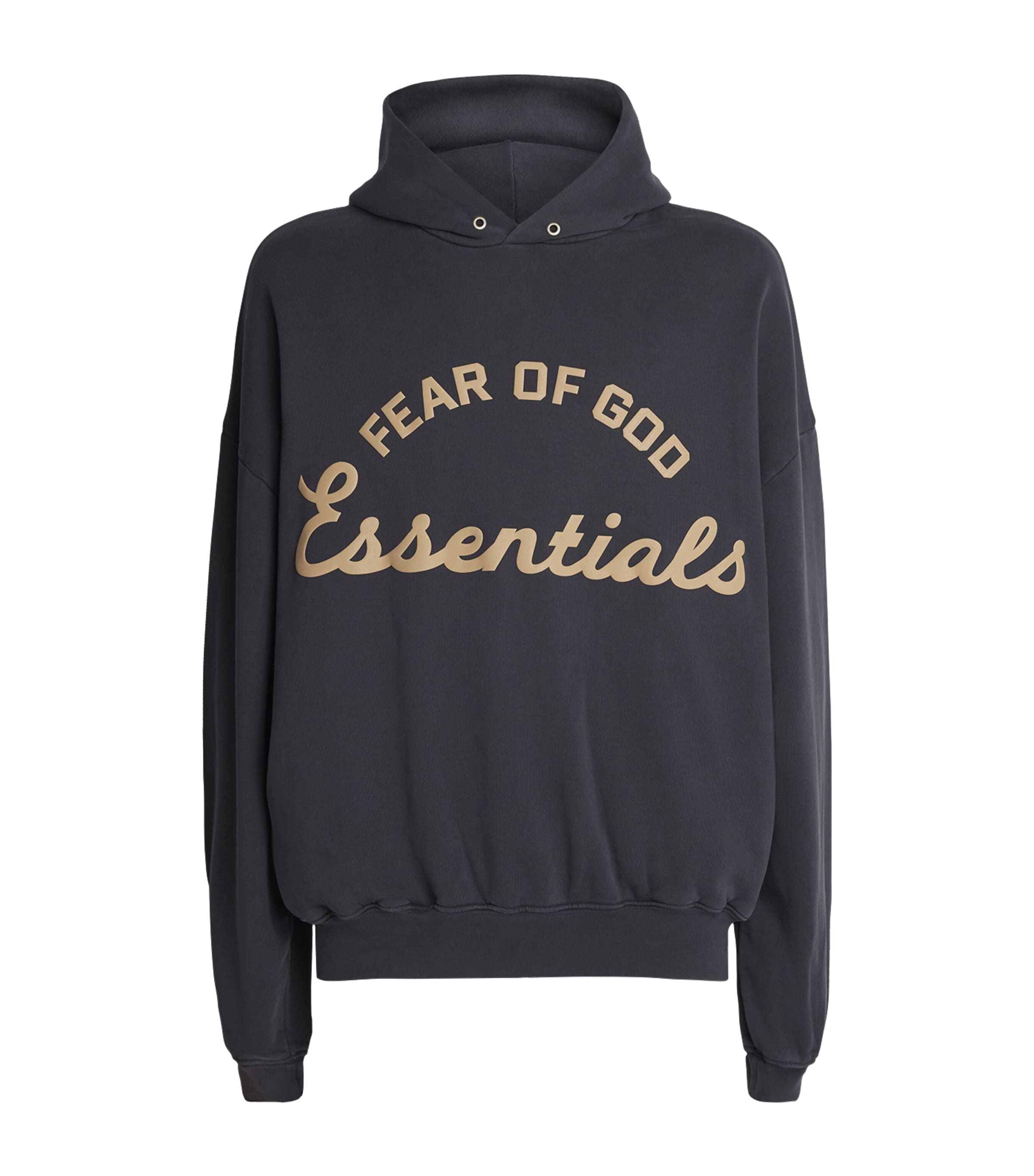 FEAR OF GOD ESSENTIALS Mens Cotton Fleece Training 90s Hoodie Faded Black Image 1
