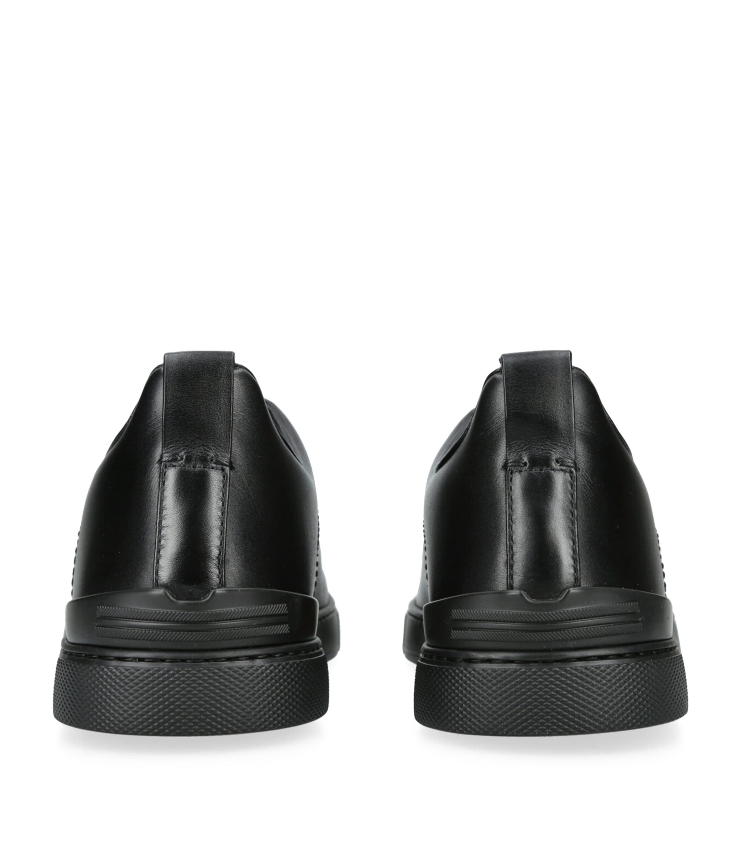 Leather Triple Stitch Evening Sneakers BLACK Image 3