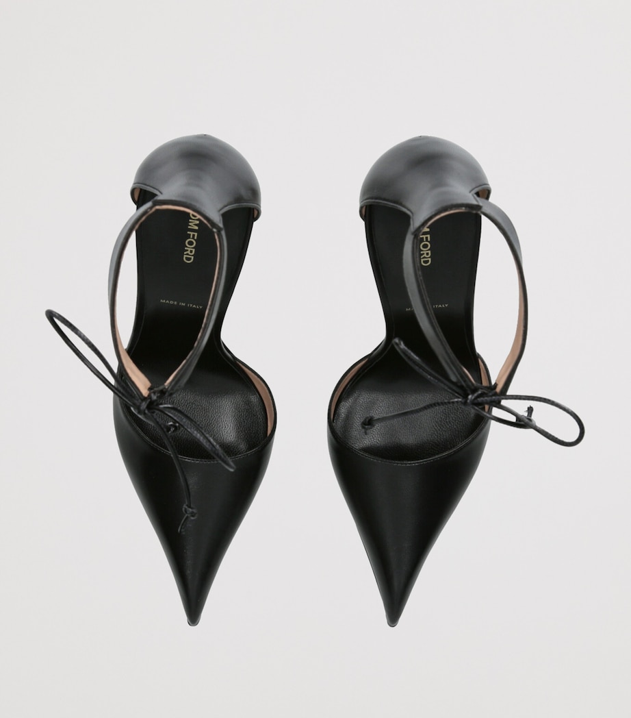 Leather Ankle Strap Pumps 105 BLACK Image 4