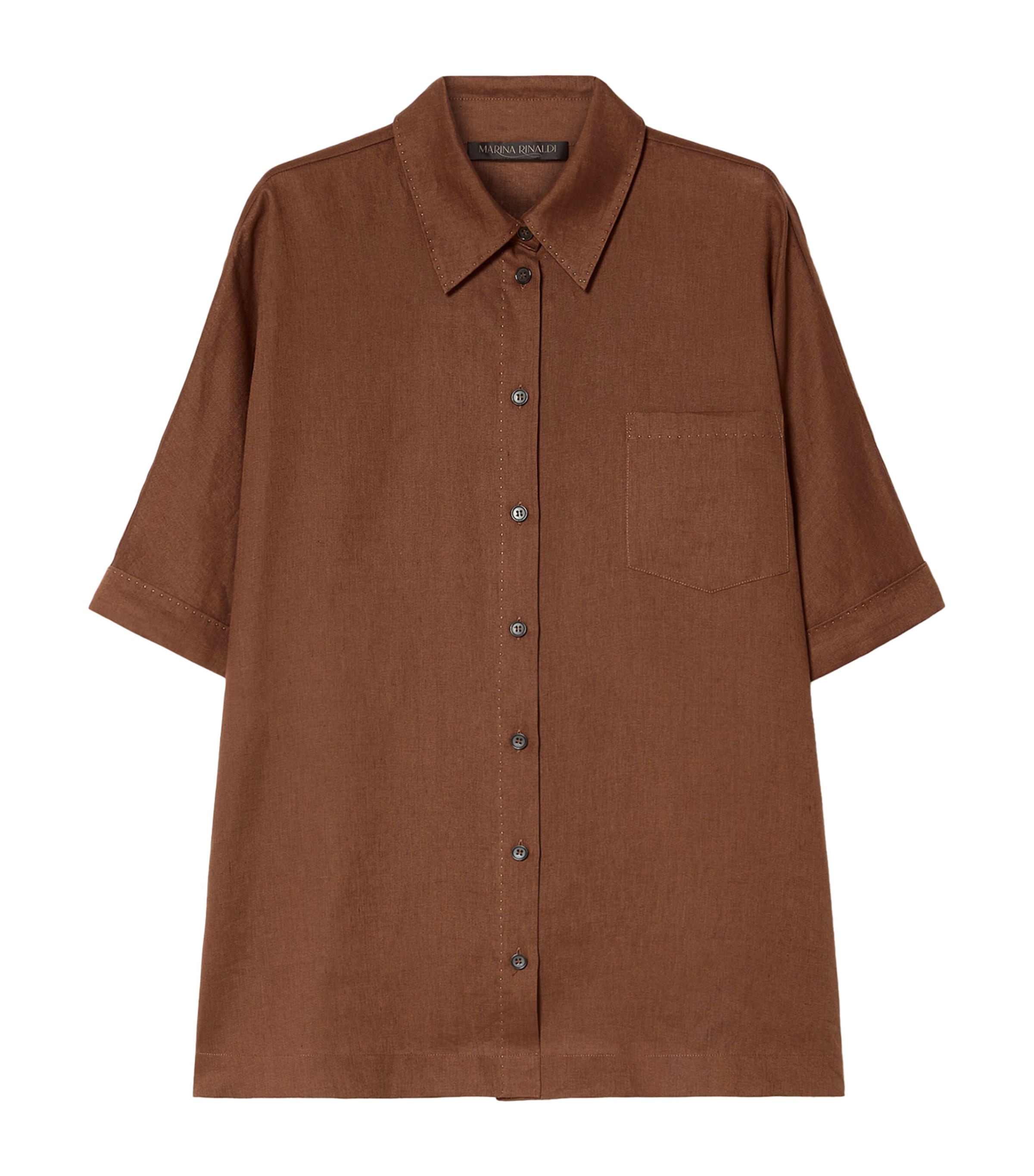 Marina Rinaldi Linen Canvas Shirt In Brown