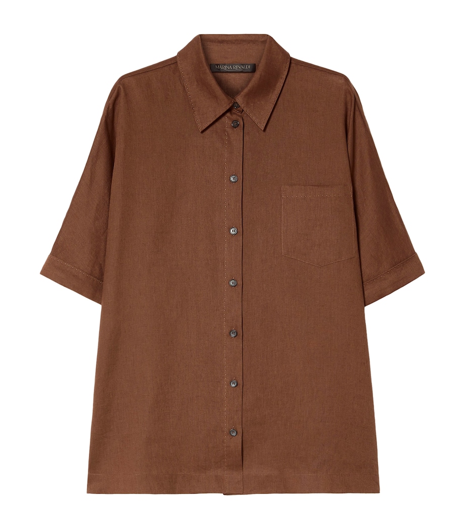Marina Rinaldi Womens Linen Canvas Shirt Cocoa Image 1