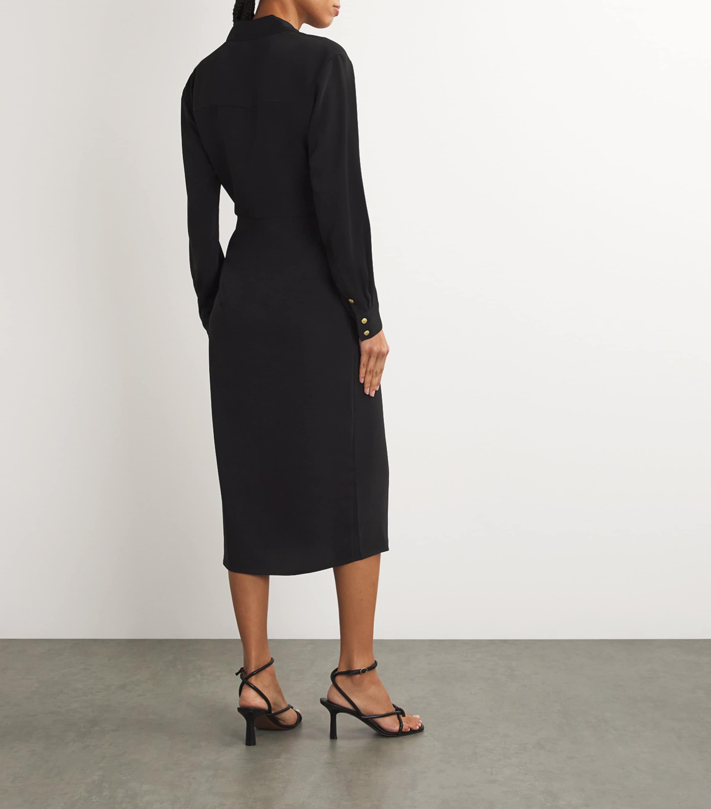 Asymmetric Wright Shirt Midi Dress BLACK Image 4