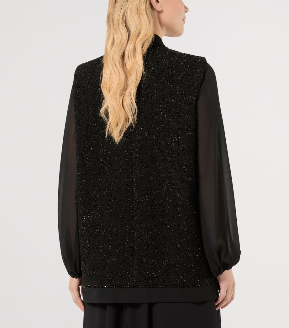 Marina Rinaldi Womens Sparkling Tie-Belt Gilet Black Image 4