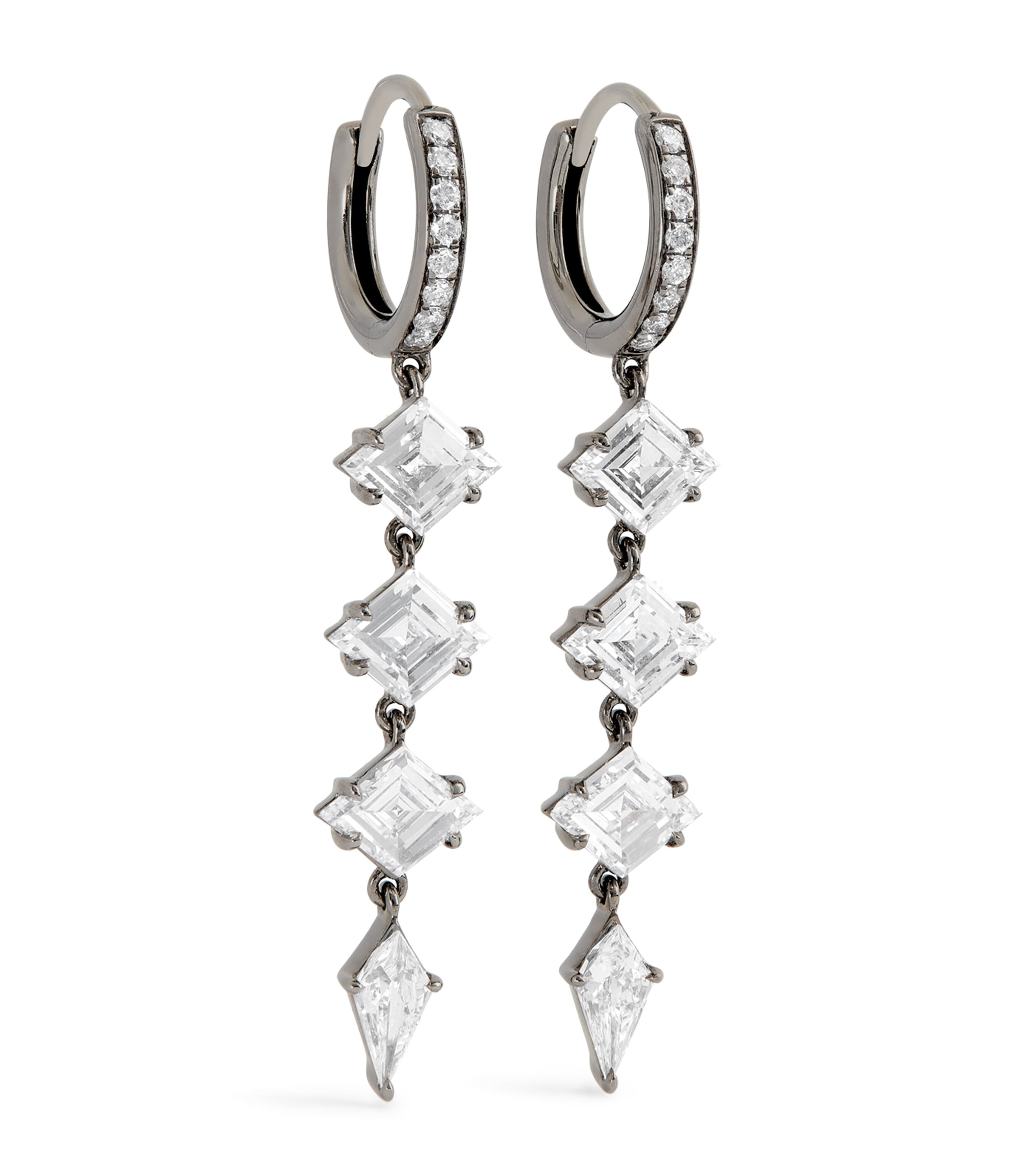 Eva Fehren Blackened White Gold And Diamond Rattlesnake Boa Earrings In Black