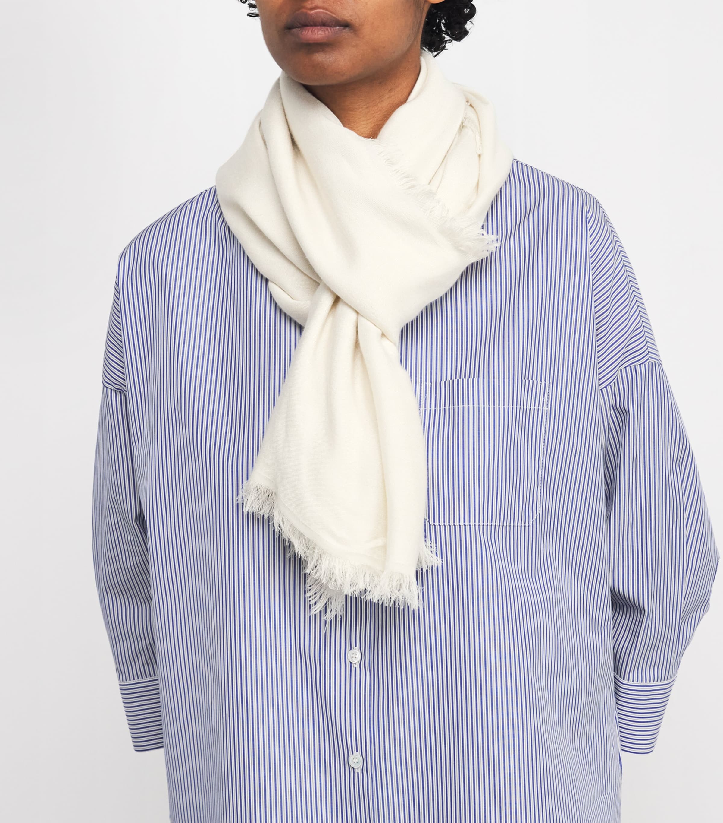 Woven Fringed Scarf IVORY Image 3