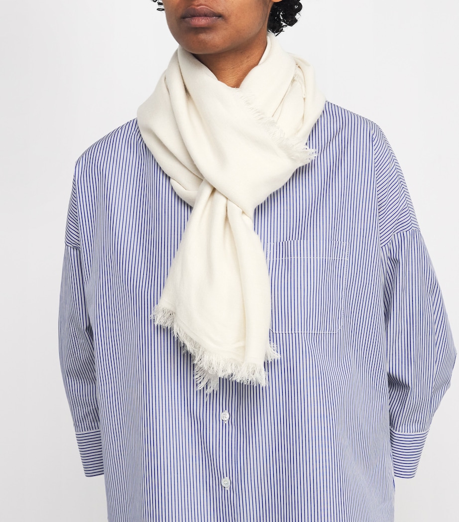 Woven Fringed Scarf IVORY Image 3