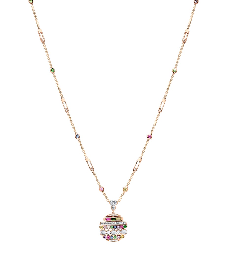 Boodles Rose Gold, Diamond, Sapphire, Ruby and Tsavorite Play of Light Chelsea Pendant Necklace Rose Gold Image 1