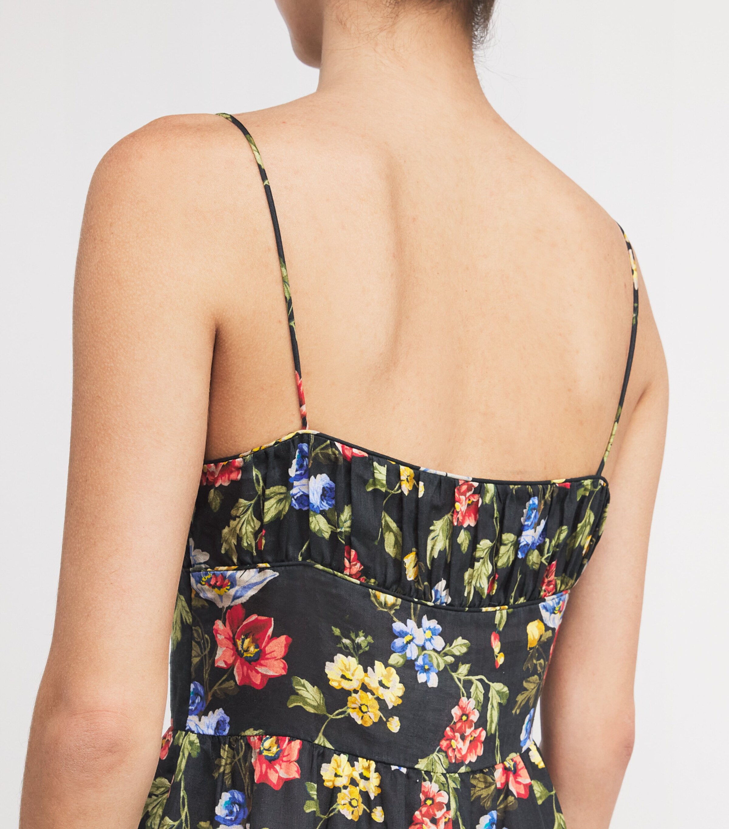DÔEN Womens Ramie Floral Benoit Midi Dress Noir Wild Rose Image 4